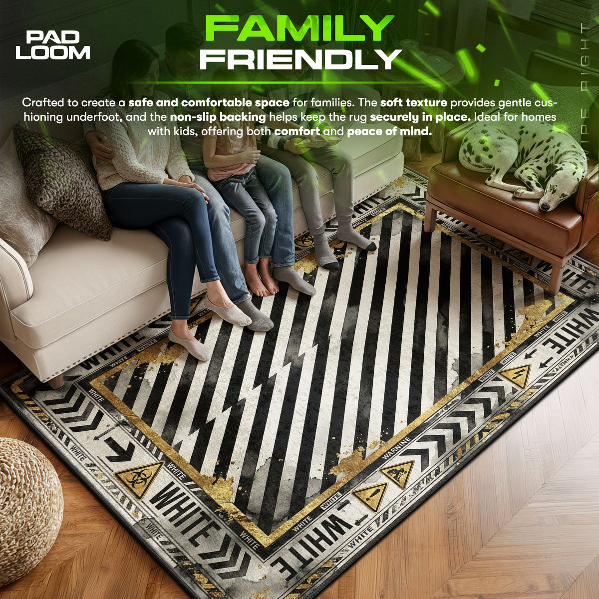 Off-White Industrial Rug - Hazard Stripe Floor Decor