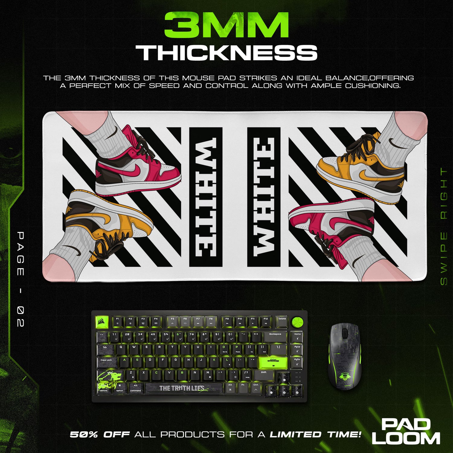 Off White themed desk mat for gaming fans