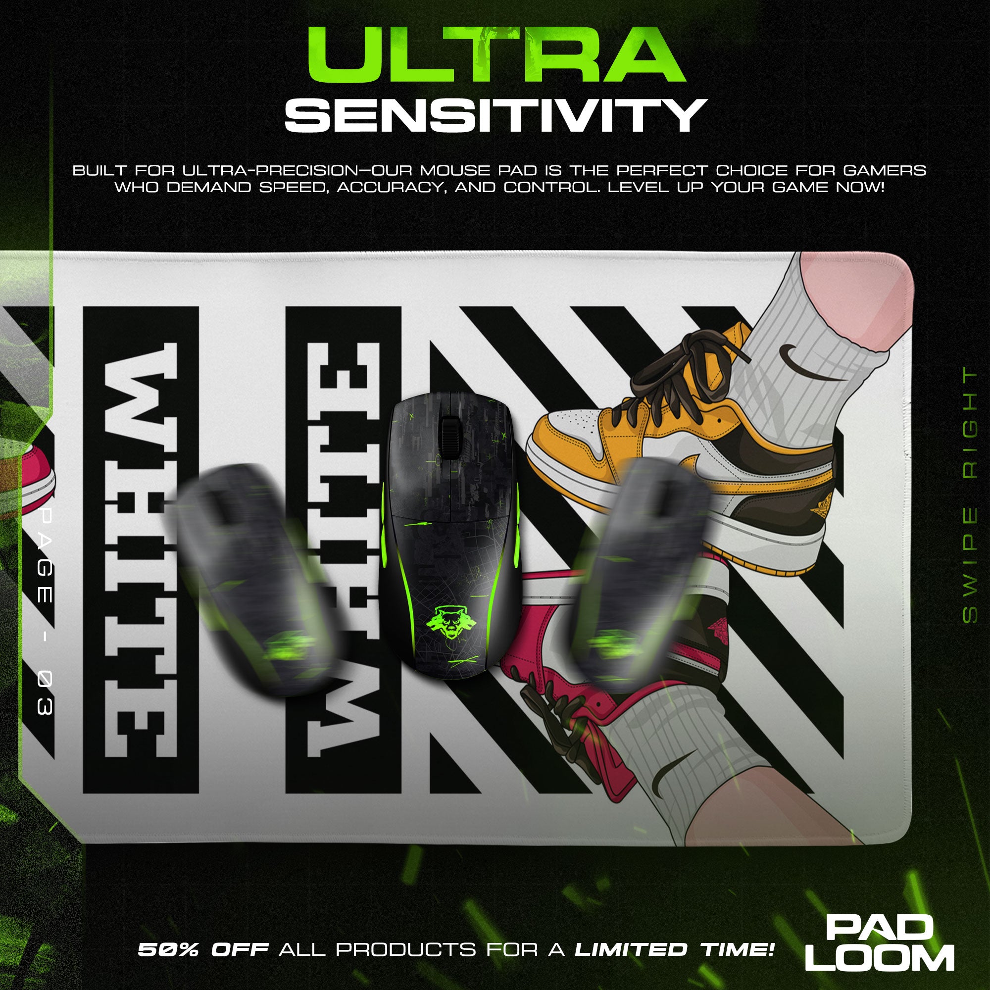 Off White Sneaker Mouse Pad - Street Style Desk Mat