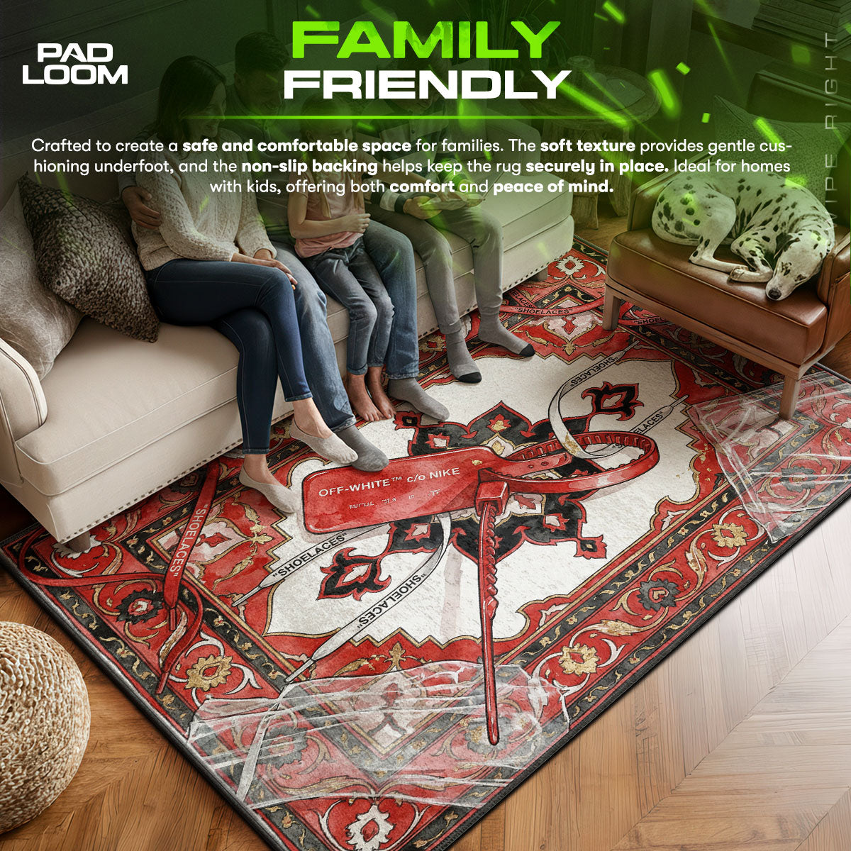 Off area rug showing full home decor artwork
