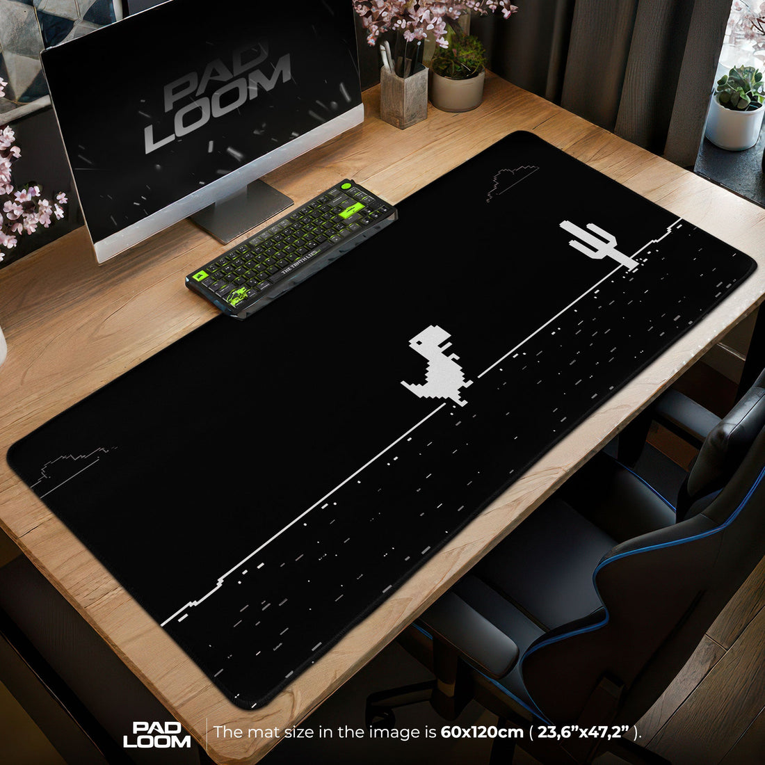 Offline Dino Mouse Pad - Retro Pixel Gaming Desk Mat Padloom