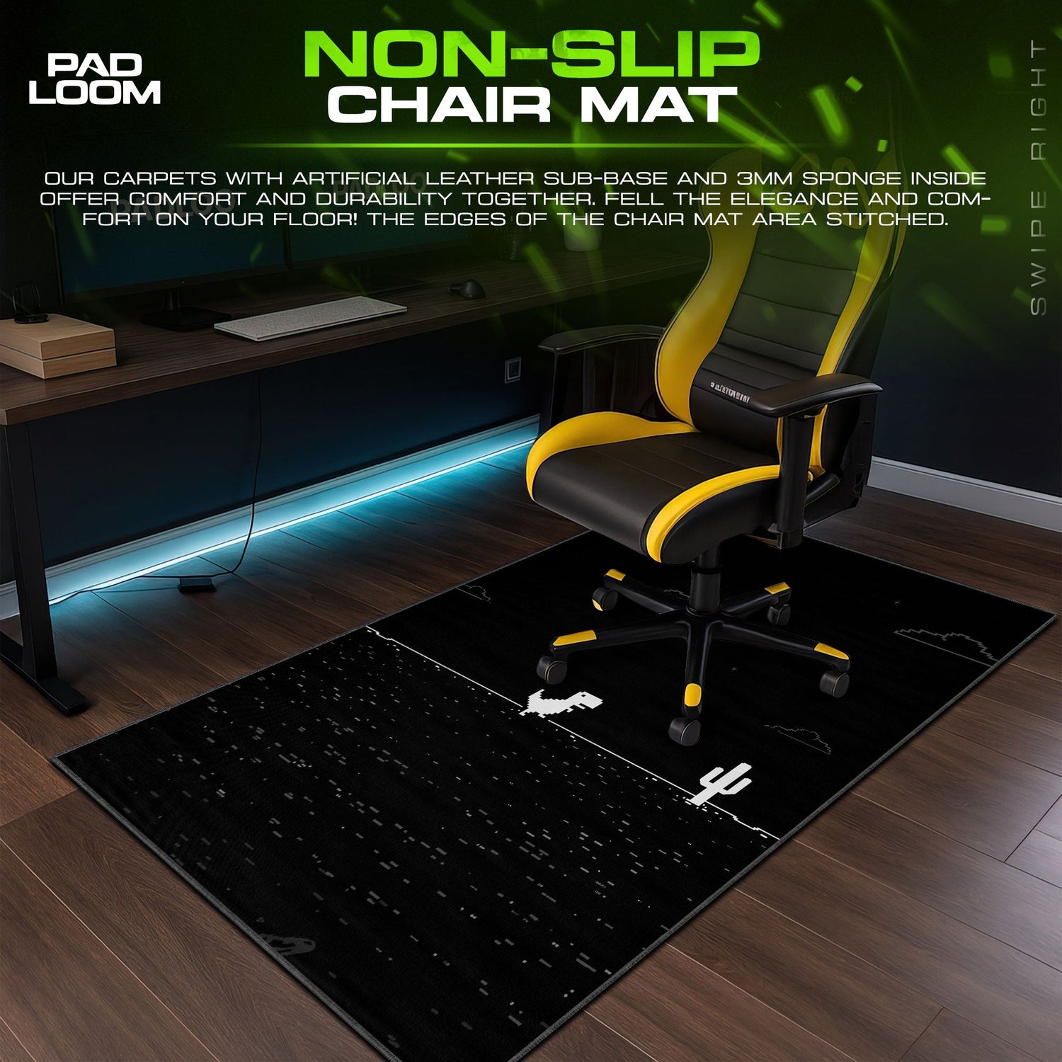 Offline Dino Mouse Pad - Retro Pixel Gaming Desk Mat Padloom
