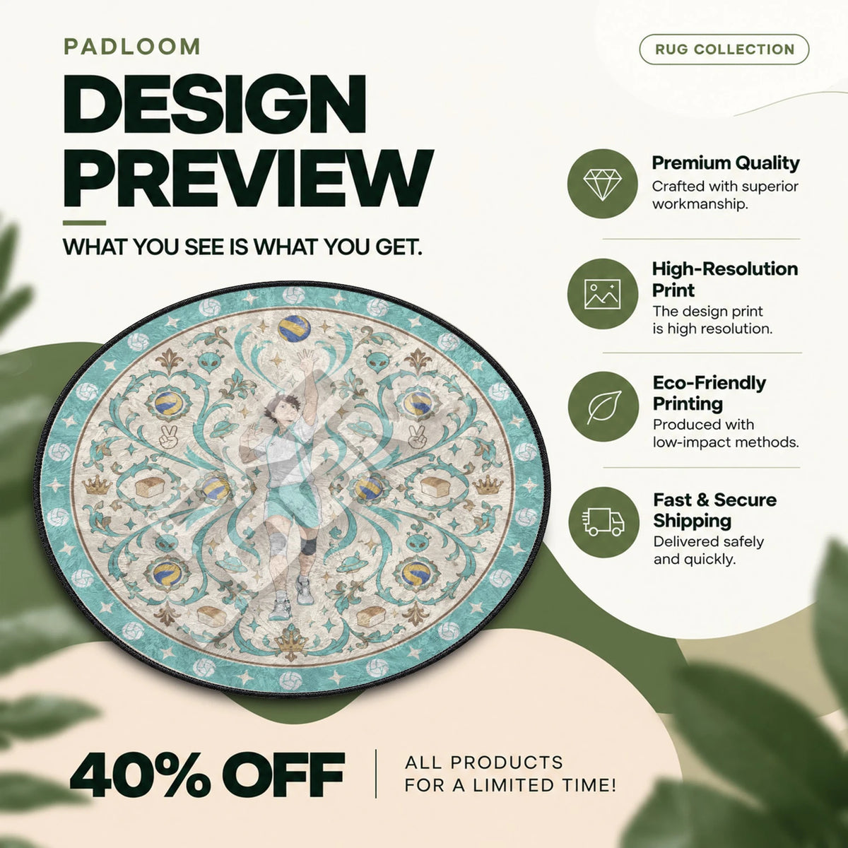Oikawa Setting Haikyuu round rug full design preview