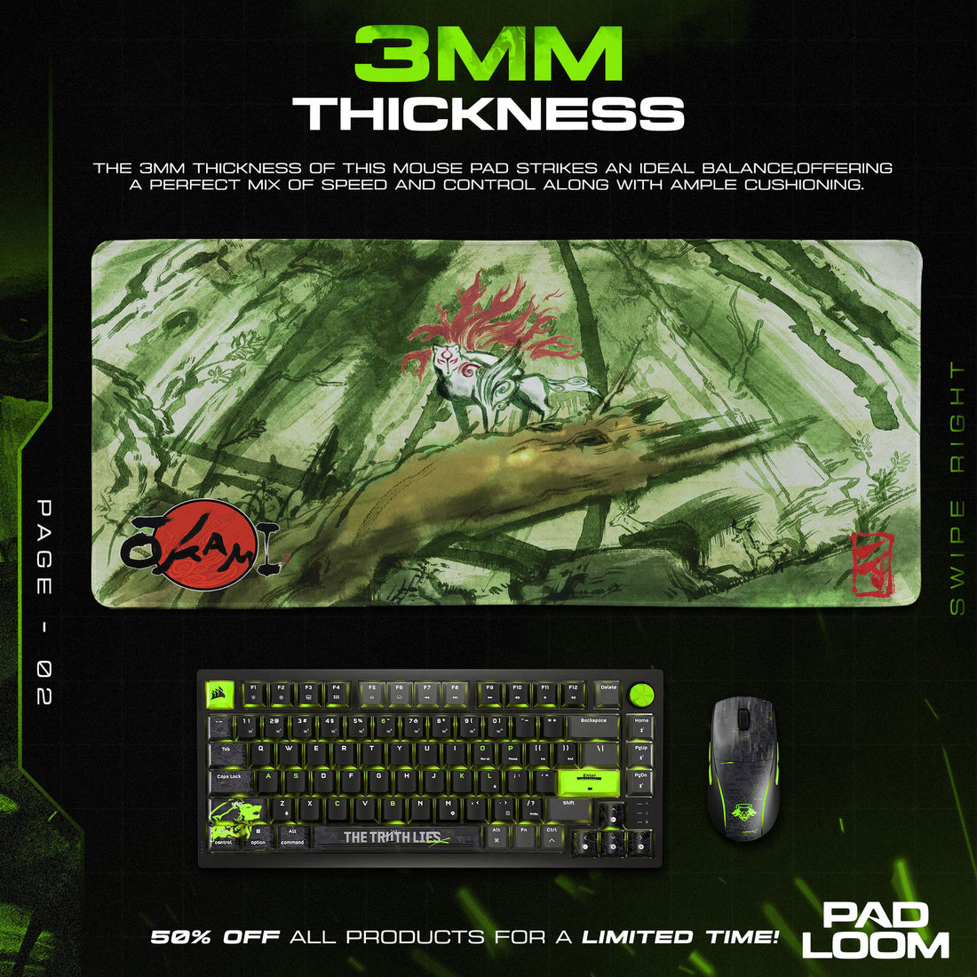 Okami Mouse Pad, Amaterasu Forest Gaming Desk Mat