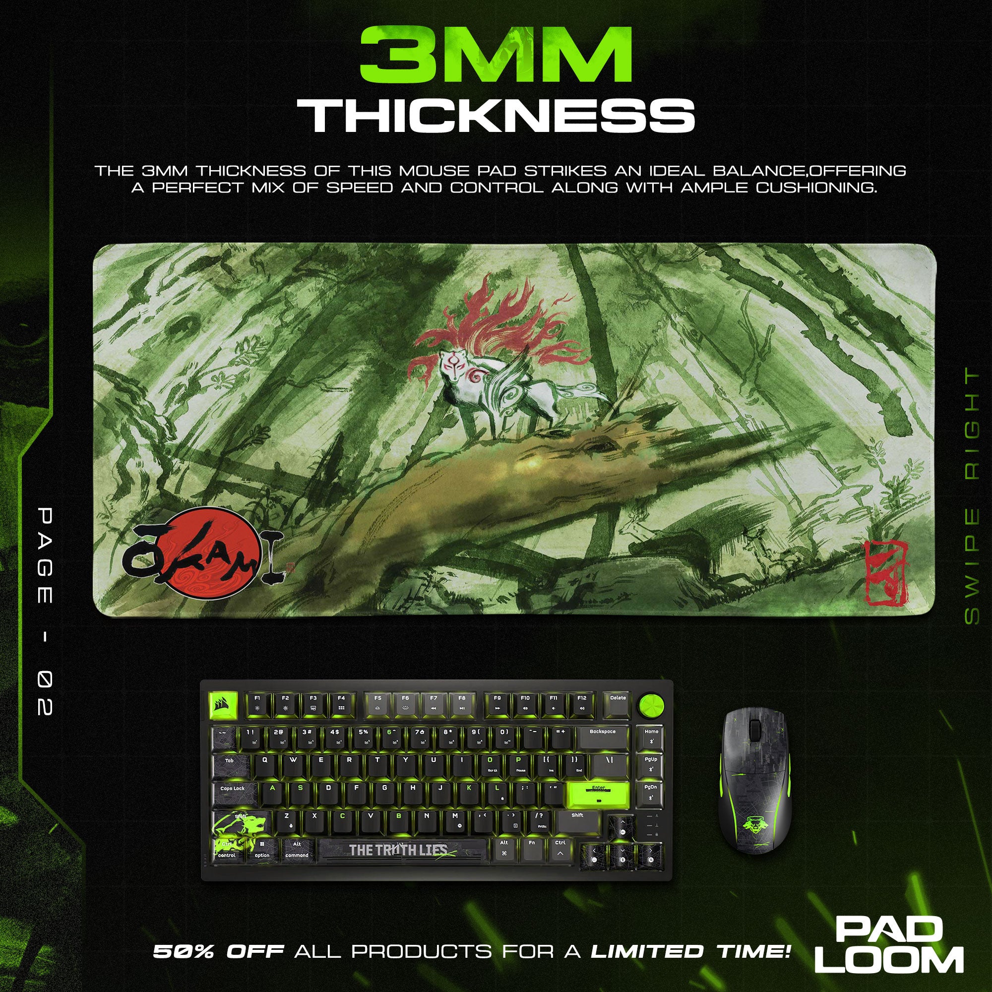 Okami Mouse Pad, Amaterasu Forest Gaming Desk Mat