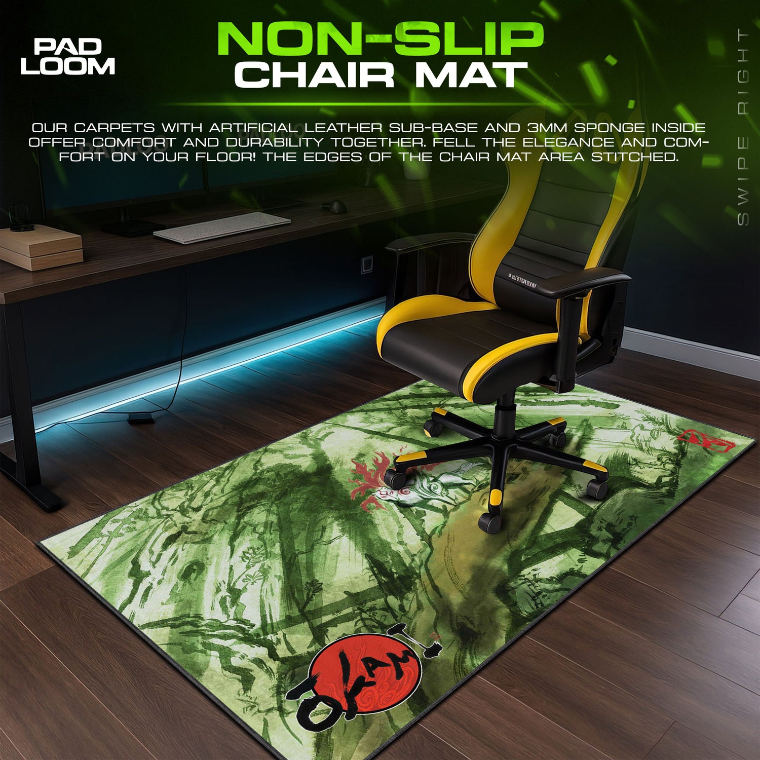 Okami desk mat showing full gaming artwork
