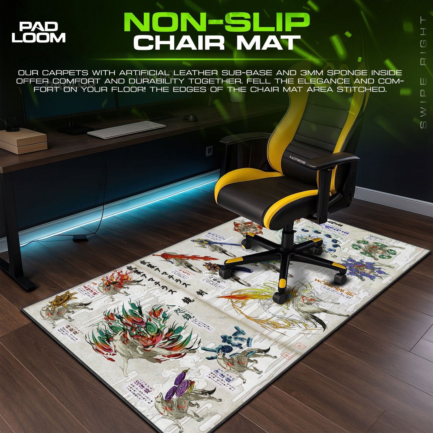 Okami Mouse Pad, Amaterasu Forms Gaming Desk Mat Padloom