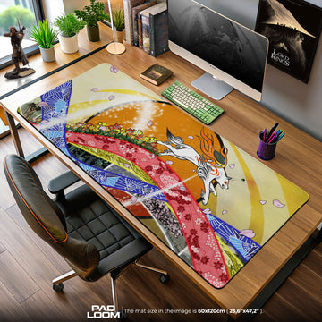 Okami Mouse Pad, Amaterasu Sunrise Bridge Gaming Desk Mat