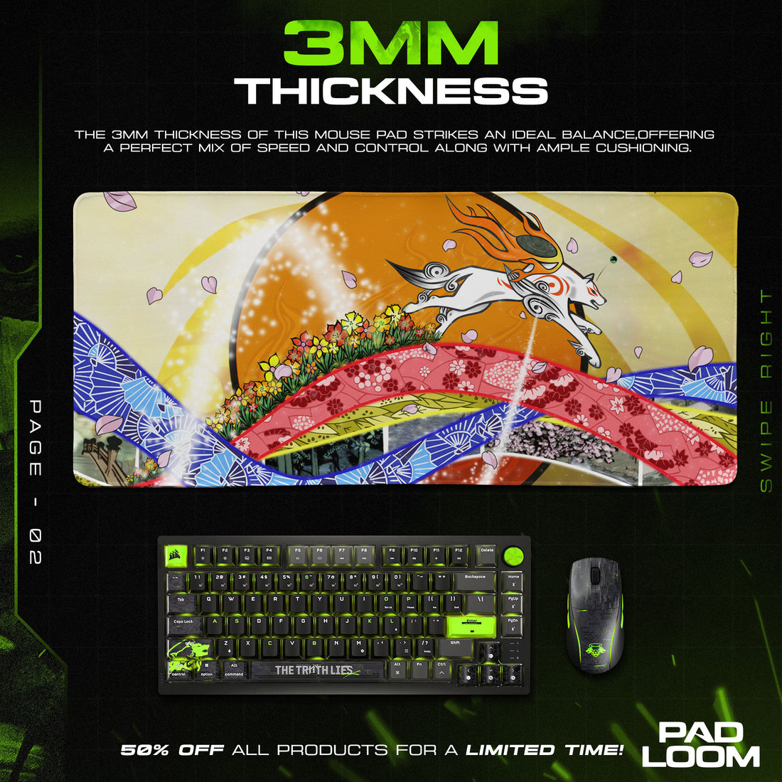 Okami Mouse Pad, Amaterasu Sunrise Bridge Gaming Desk Mat
