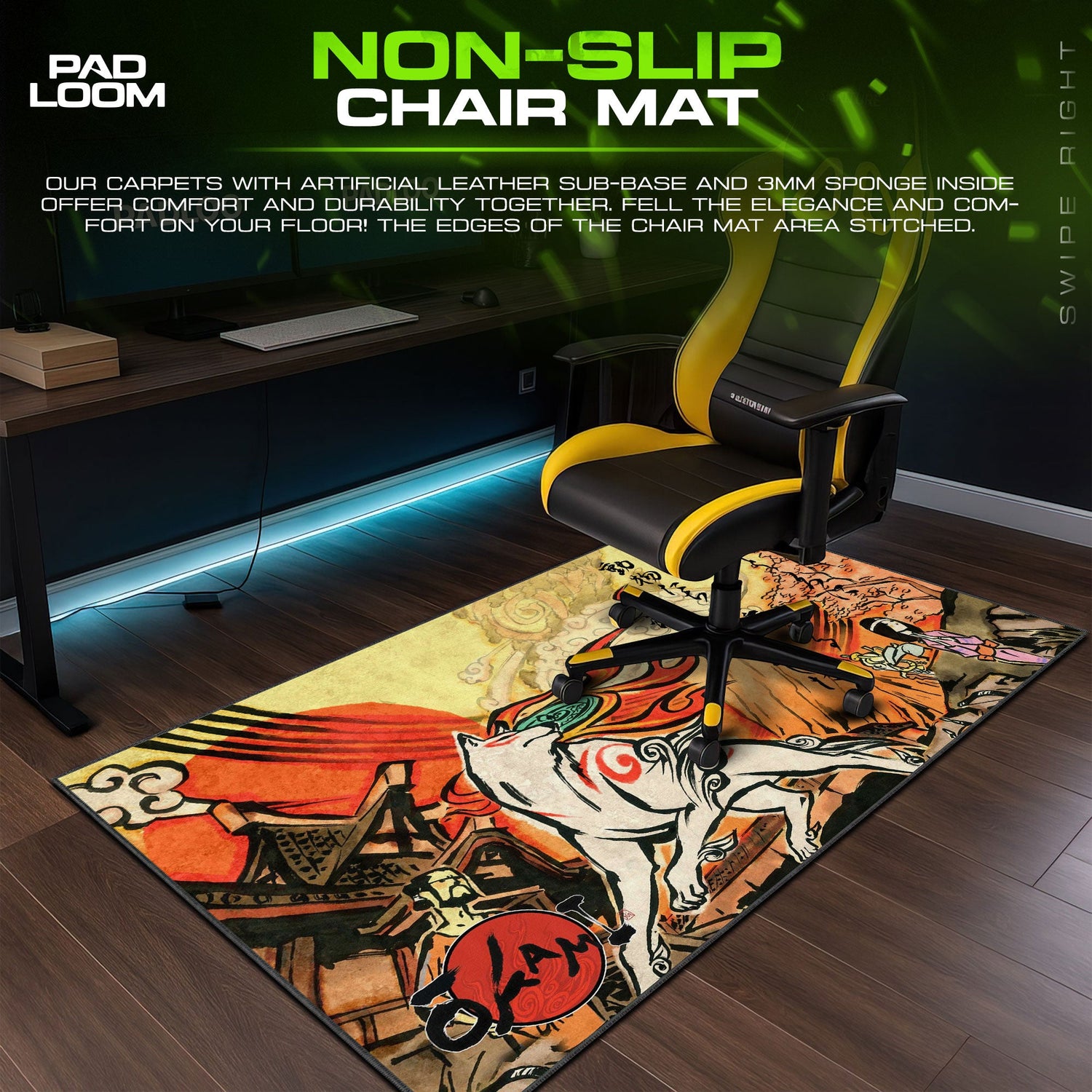 Okami Mouse Pad, Amaterasu Sunrise Gaming Desk Mat Padloom