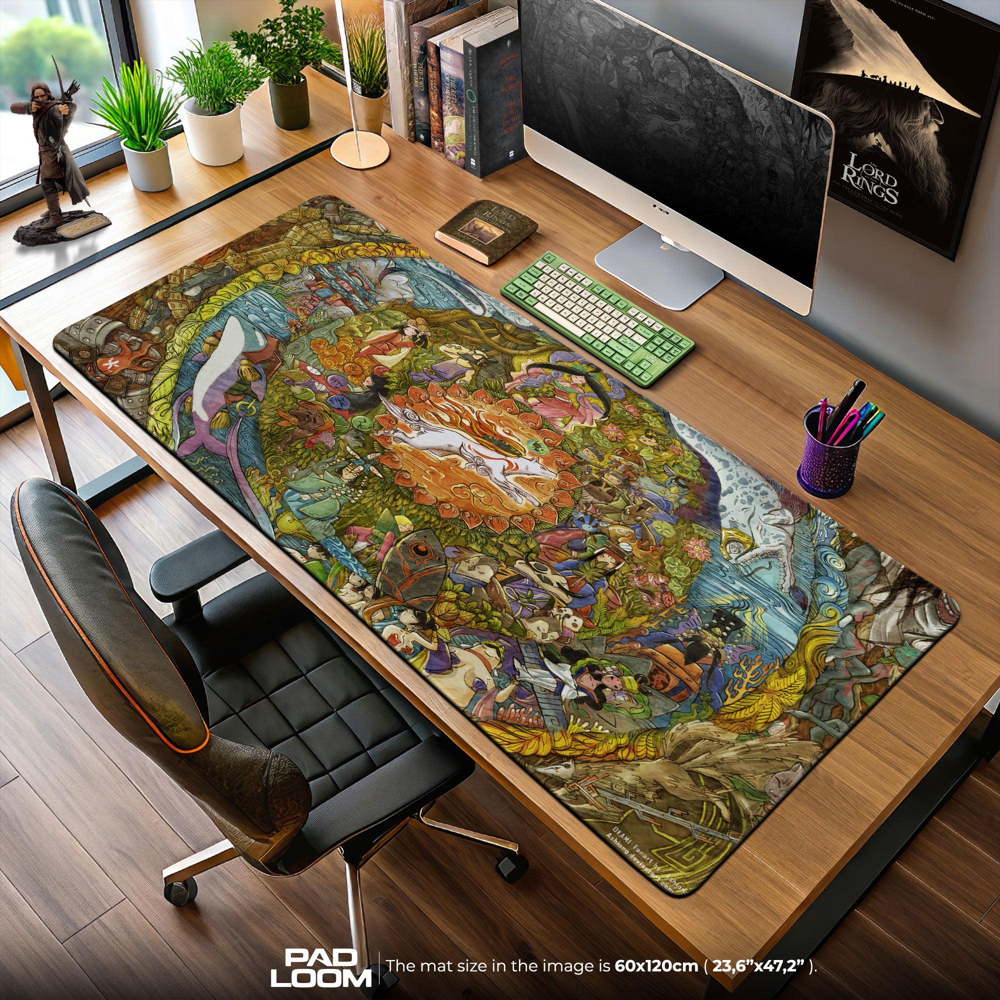 Okami Mouse Pad, Celestial Brush Art Gaming Desk Mat