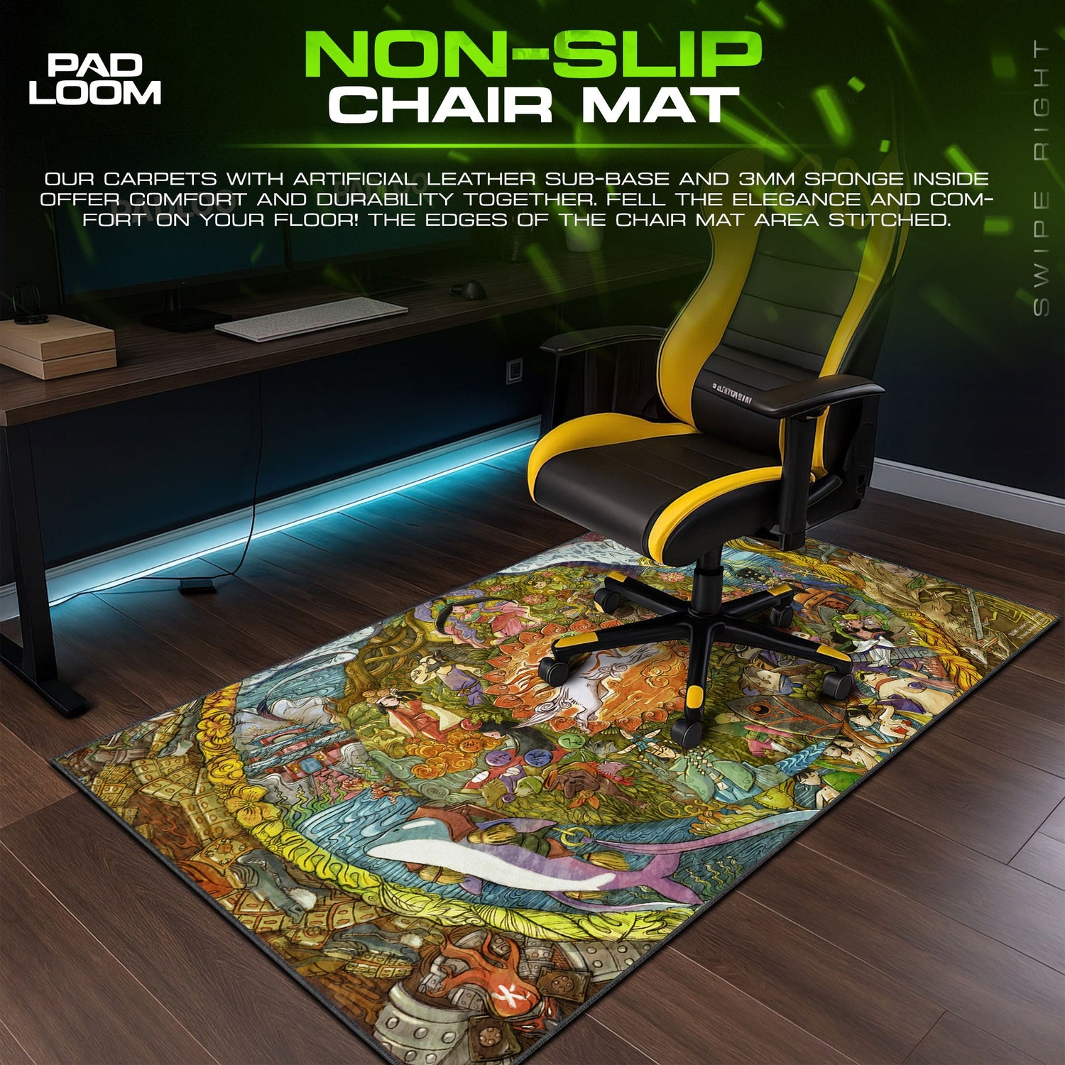 Okami Mouse Pad, Celestial Brush Art Gaming Desk Mat Padloom