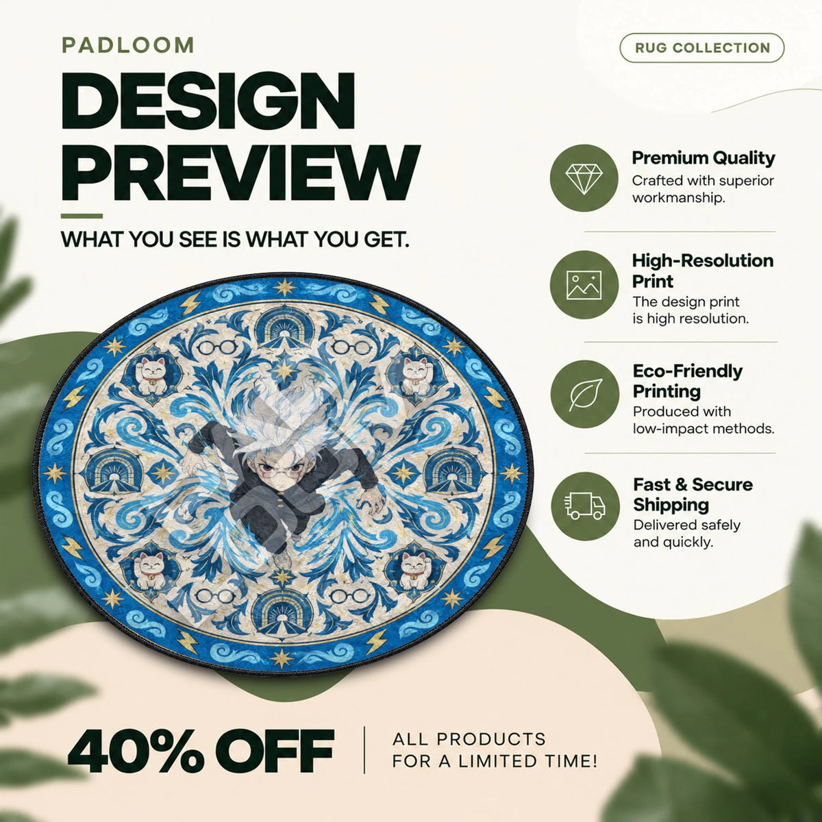 Okarun Dashing Dandadan round rug full design preview