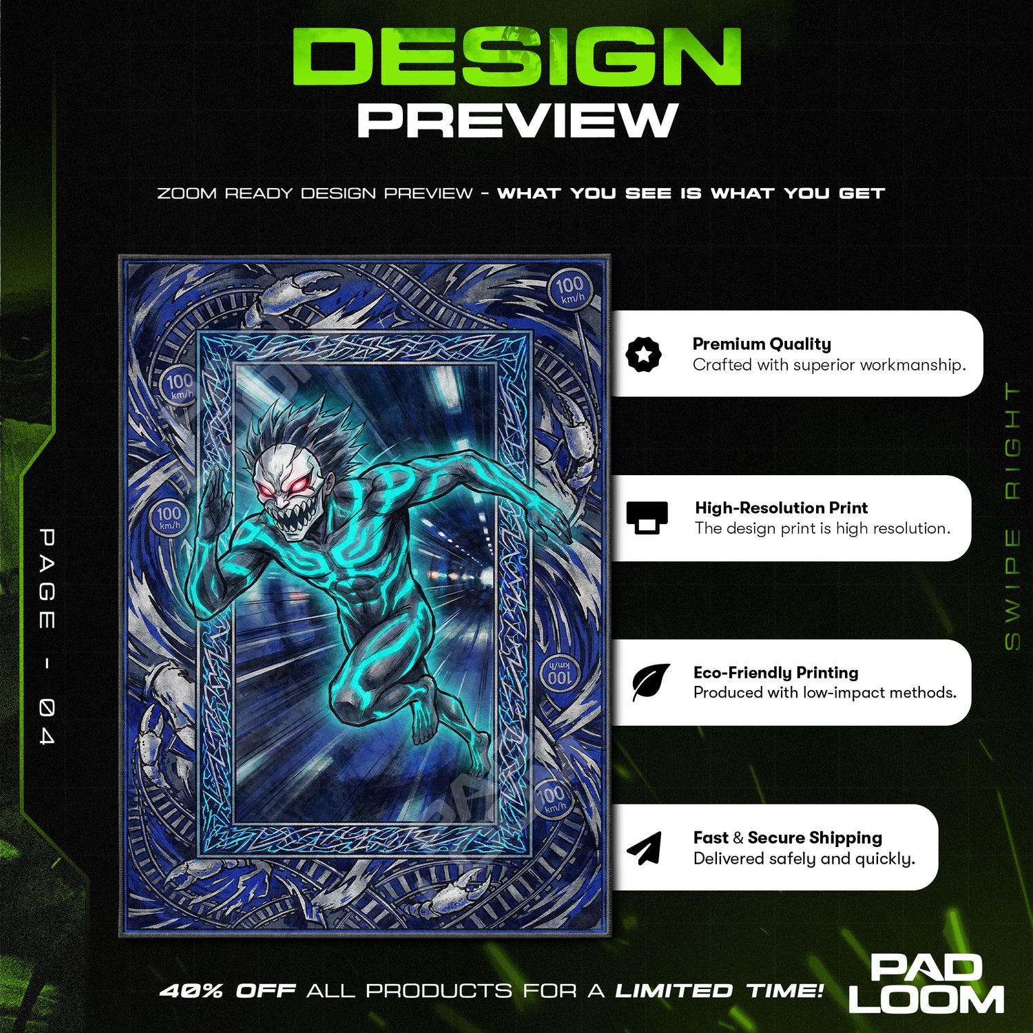 Okarun Turbo Mode Rug - Dandadan Chair Mat