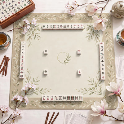 Olivenzweig-Minimalist Mahjong-Matte - Mah-Jongg Tischmatte