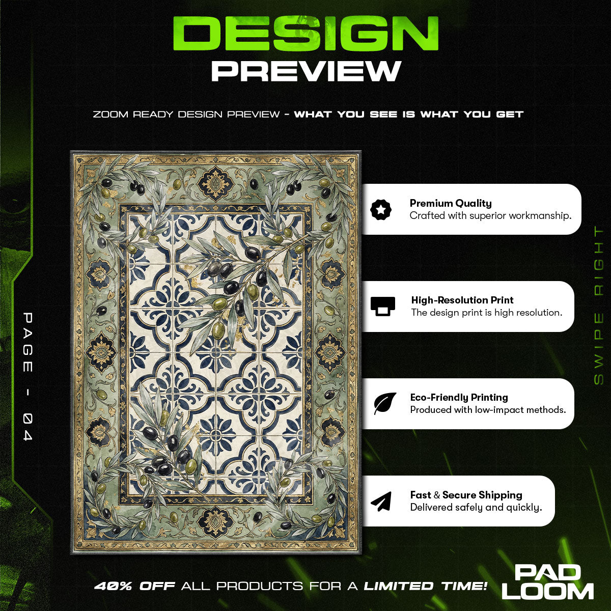 Olive Branch Tile Mediterranean Kitchen Floor rug — main product view