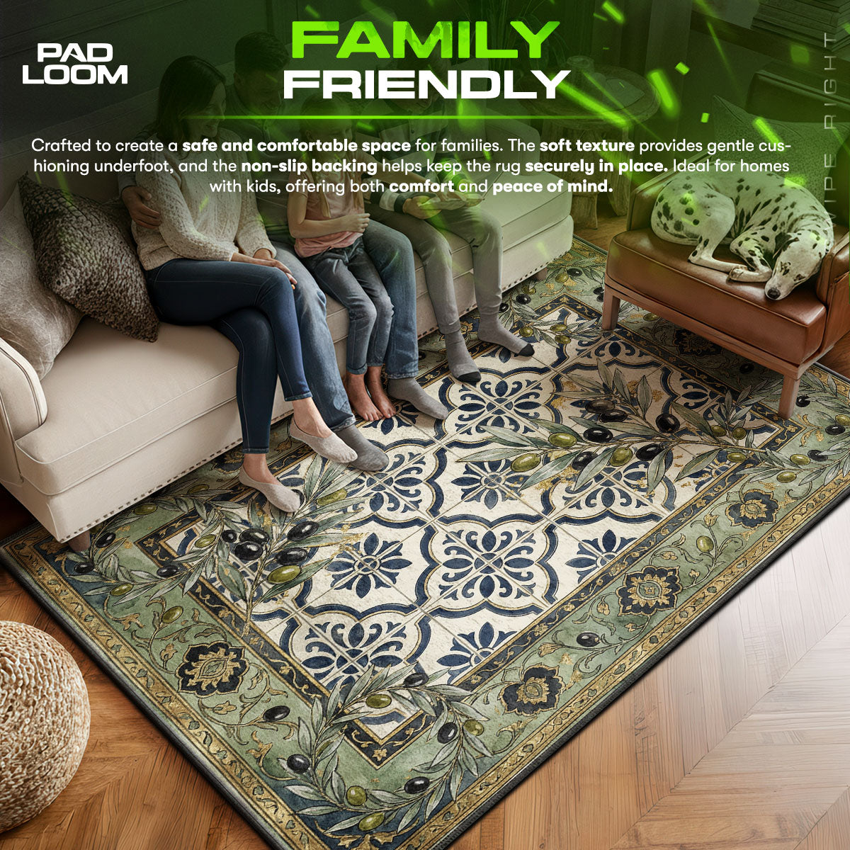 Floor character design printed on rug