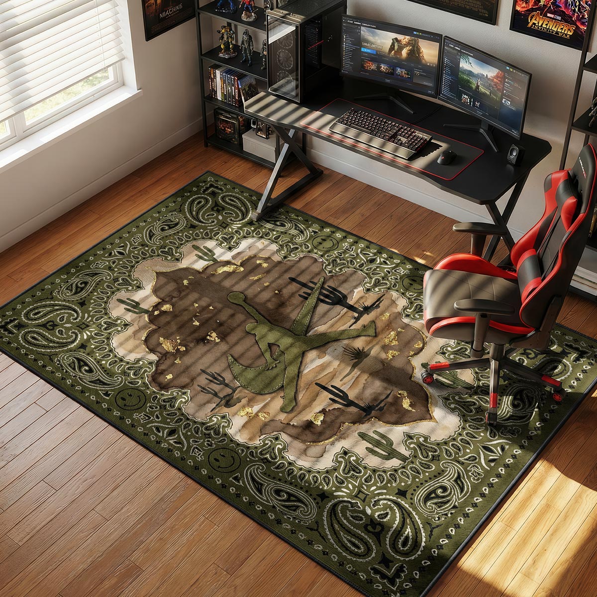 Olive Desert Paisley Streetwear Floor rug — main product view