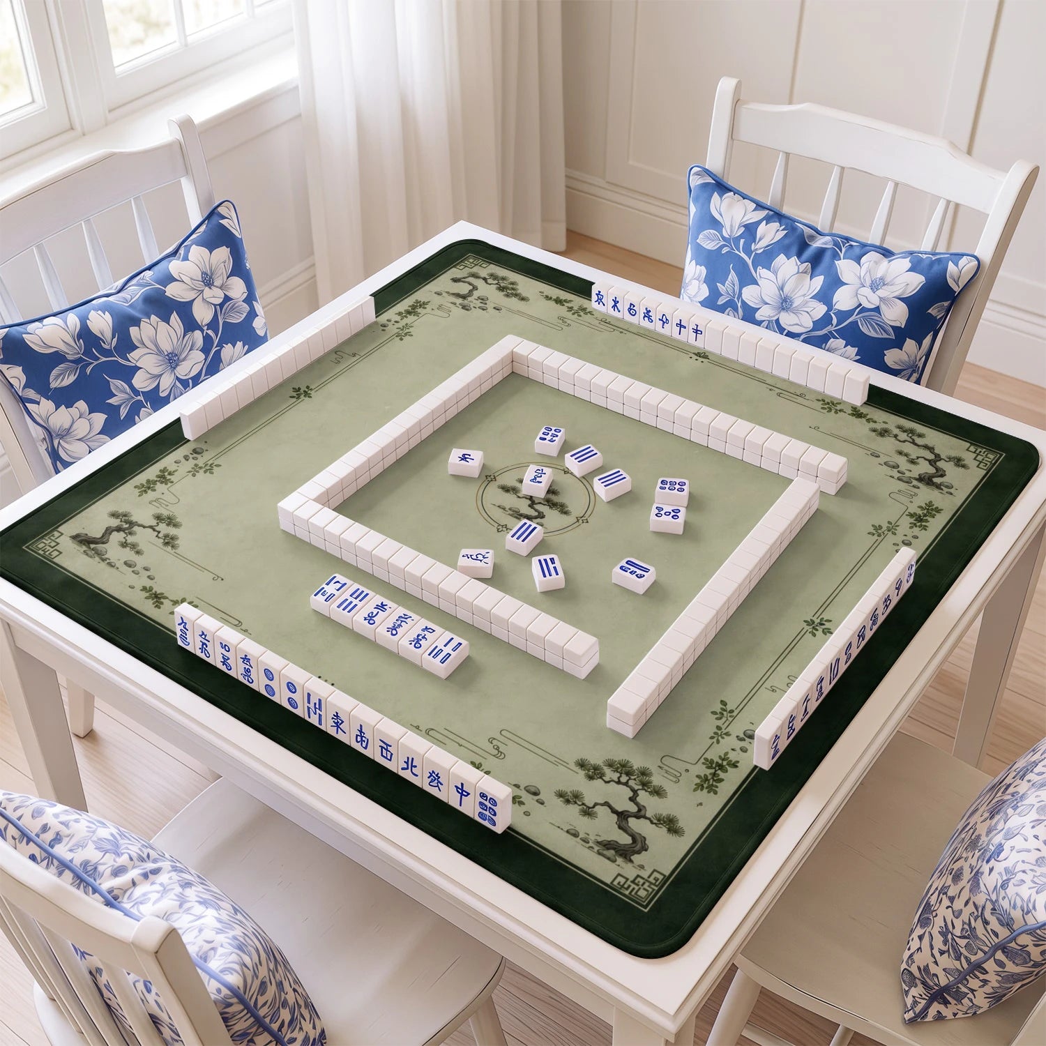 Olive Zen Pine Mahjong Mat - Mah Jongg Table Mat
