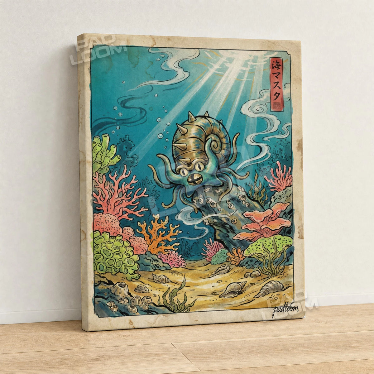 Omastar Coral Pokemon canvas wall art - gallery-wrapped canvas print, side view