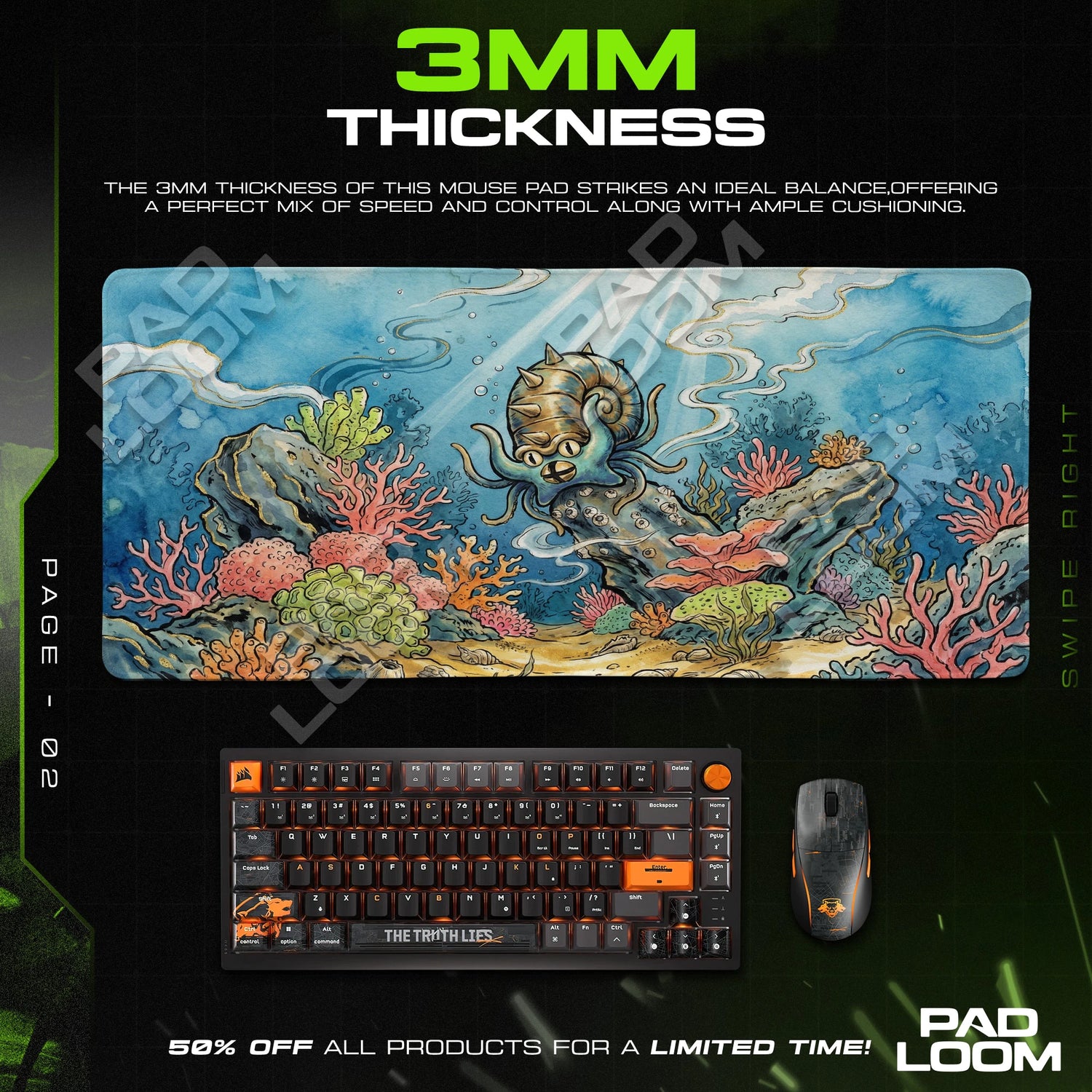 Omastar Coral Reef Mouse Pad - Pokemon Desk Mat