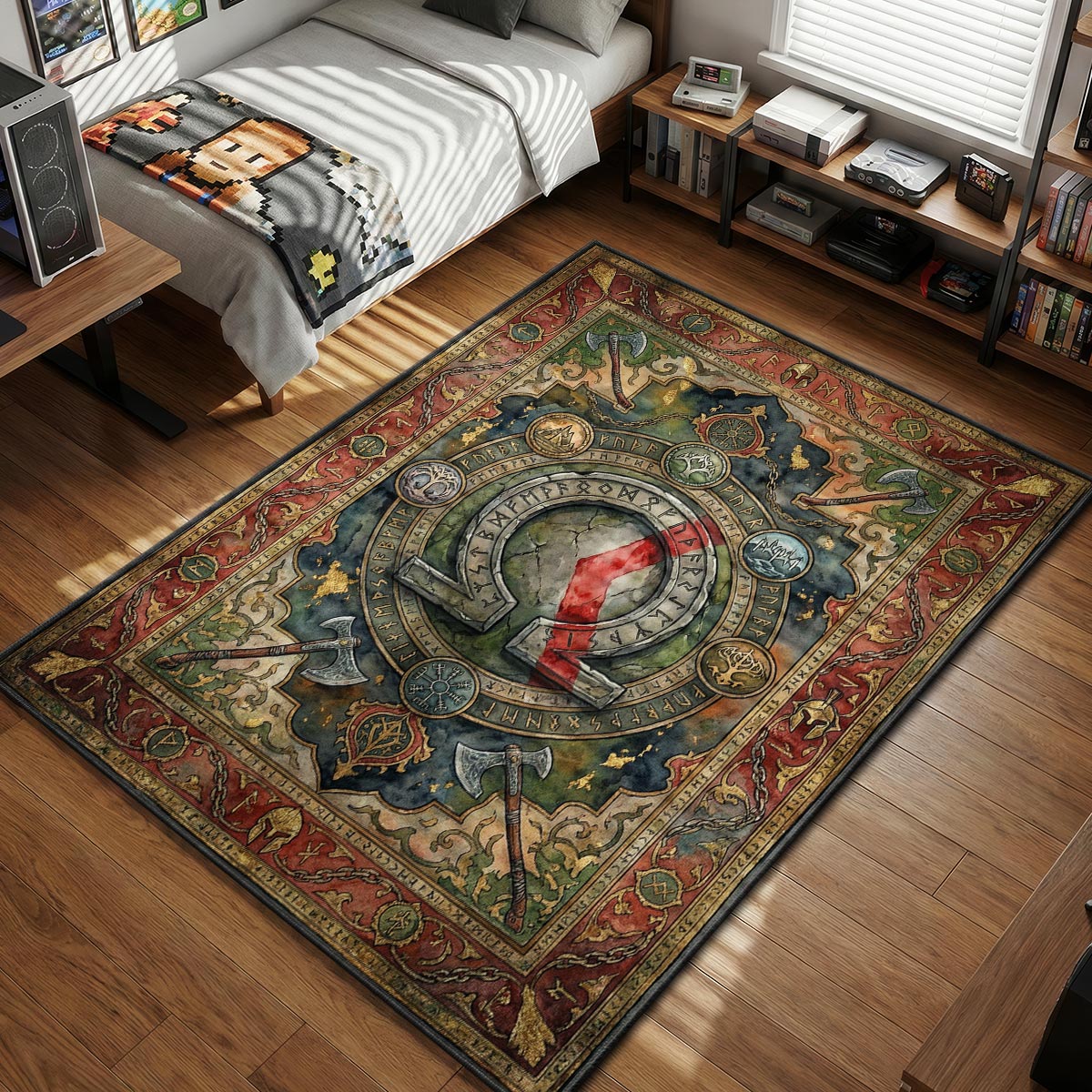 Omega Symbol Nordic Rug - God of War Chair Mat | Padloom