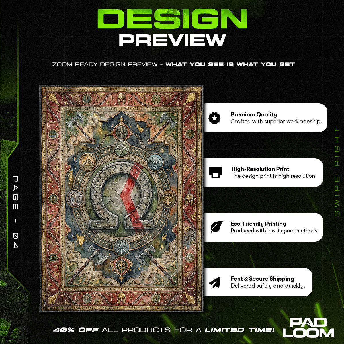 Omega Symbol Nordic Rug - God of War Chair Mat