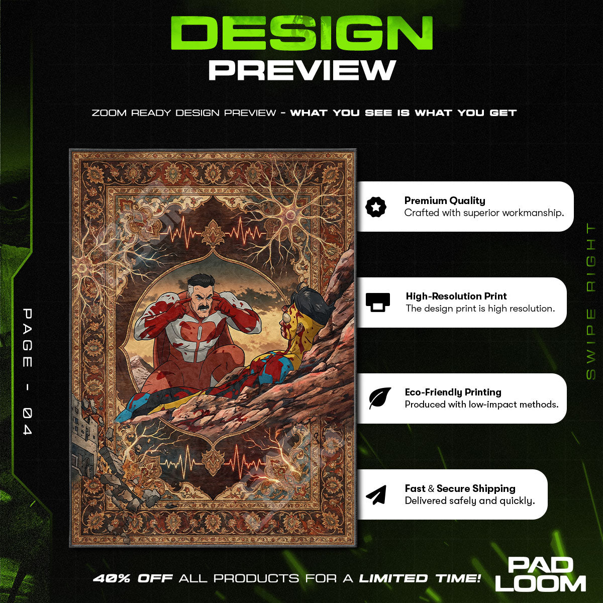 Room character design printed on rug