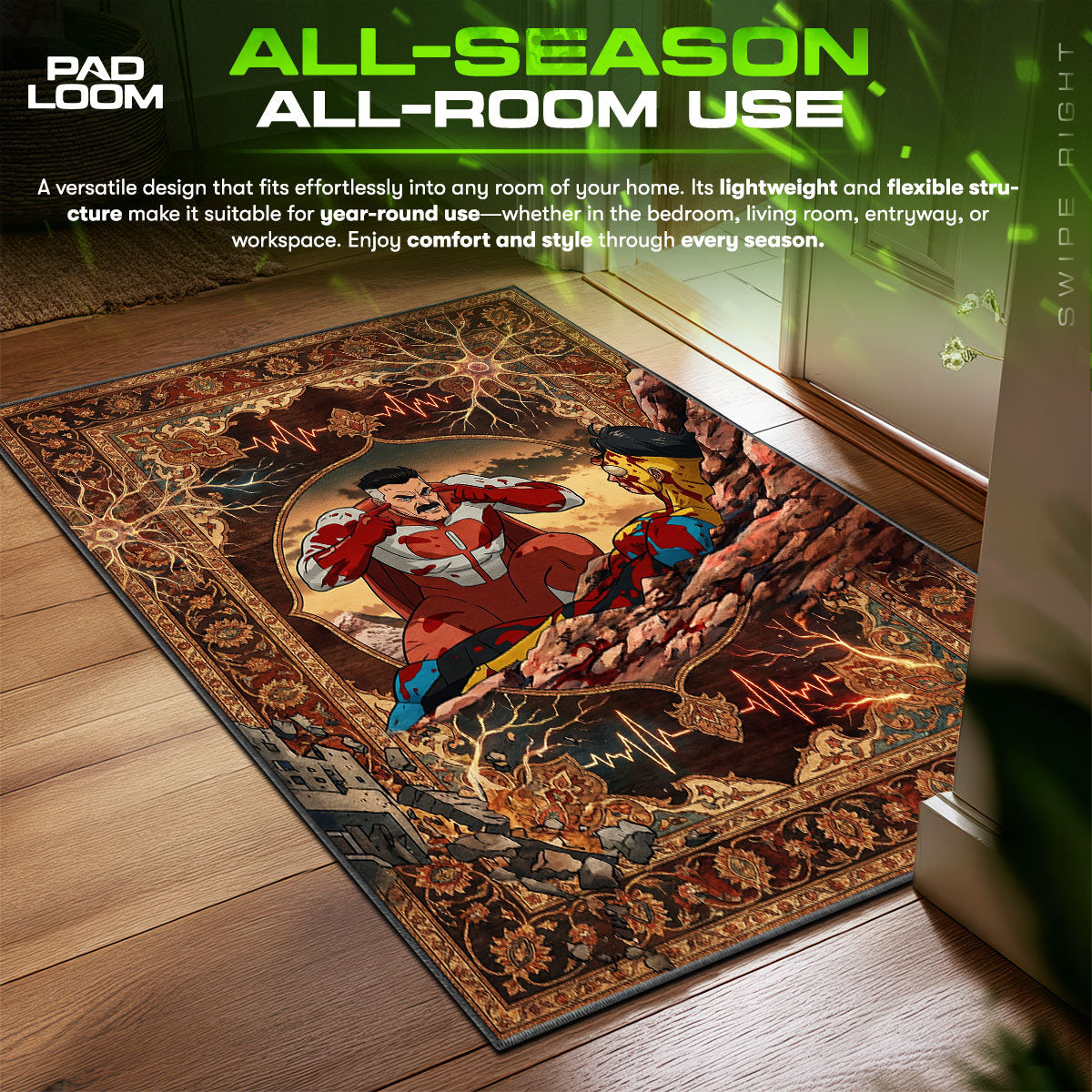 Omni Man Think Mark Scene Invincible Room fan rug — premium quality print