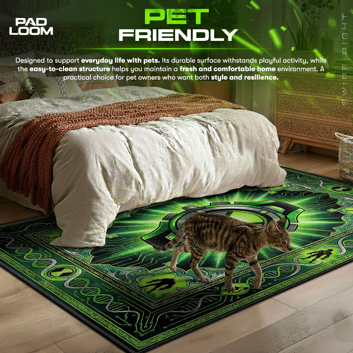 Detailed close-up of Omnitrix rug pattern