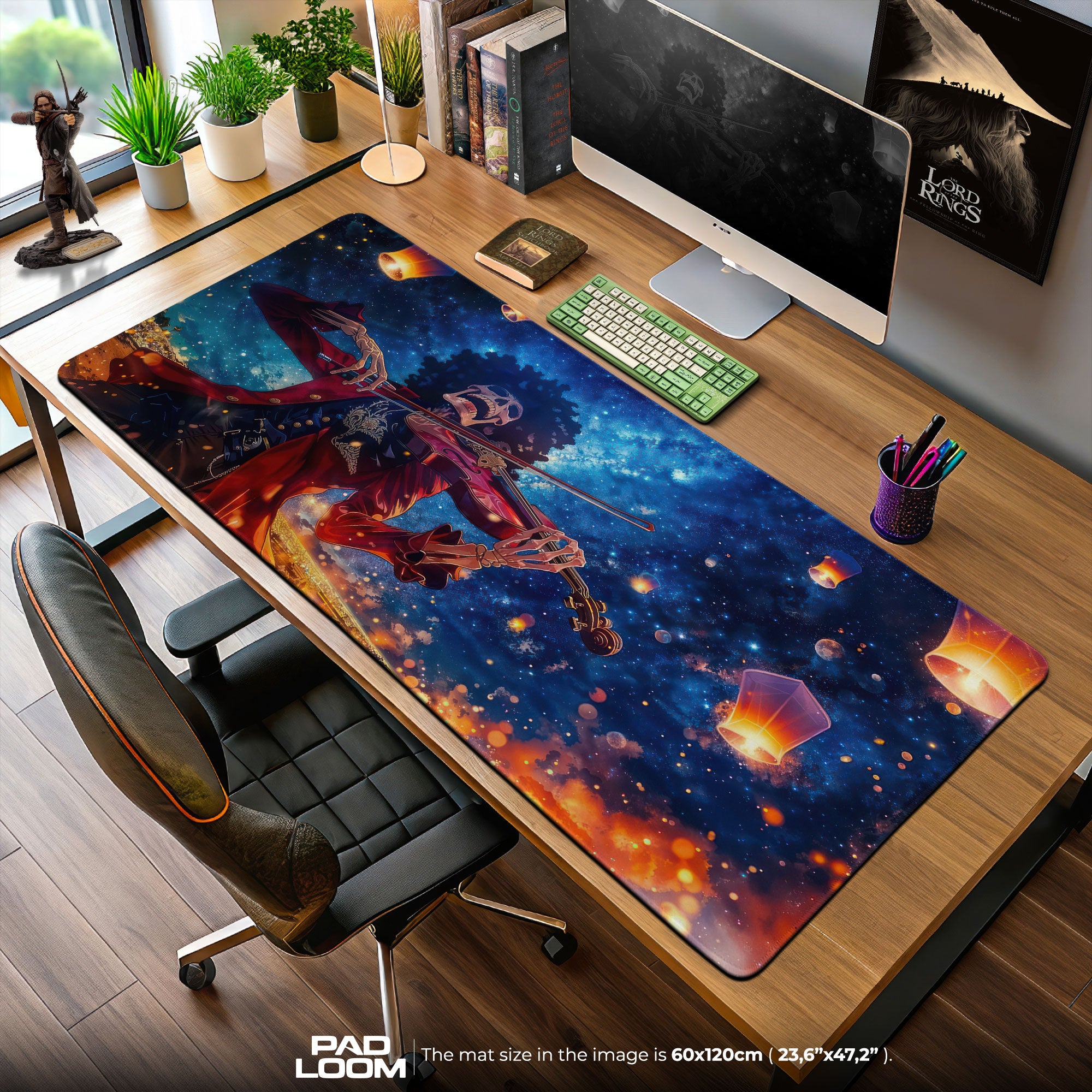 One Piece Brook Violin Mouse Pad, Anime Starry Night Desk Mat