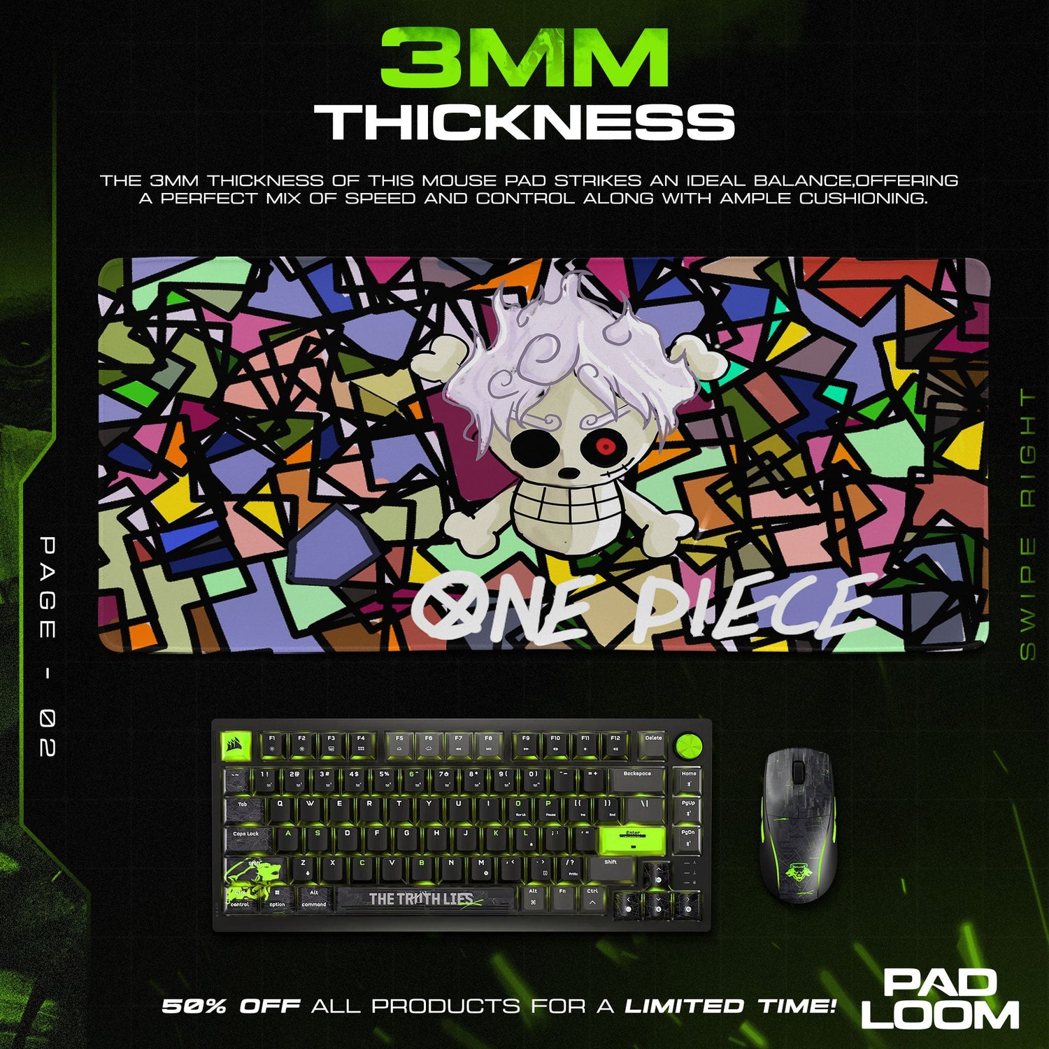 One Piece Devil Fruit Emblem Mouse Pad, Anime Abstract Desk Mat Padloom