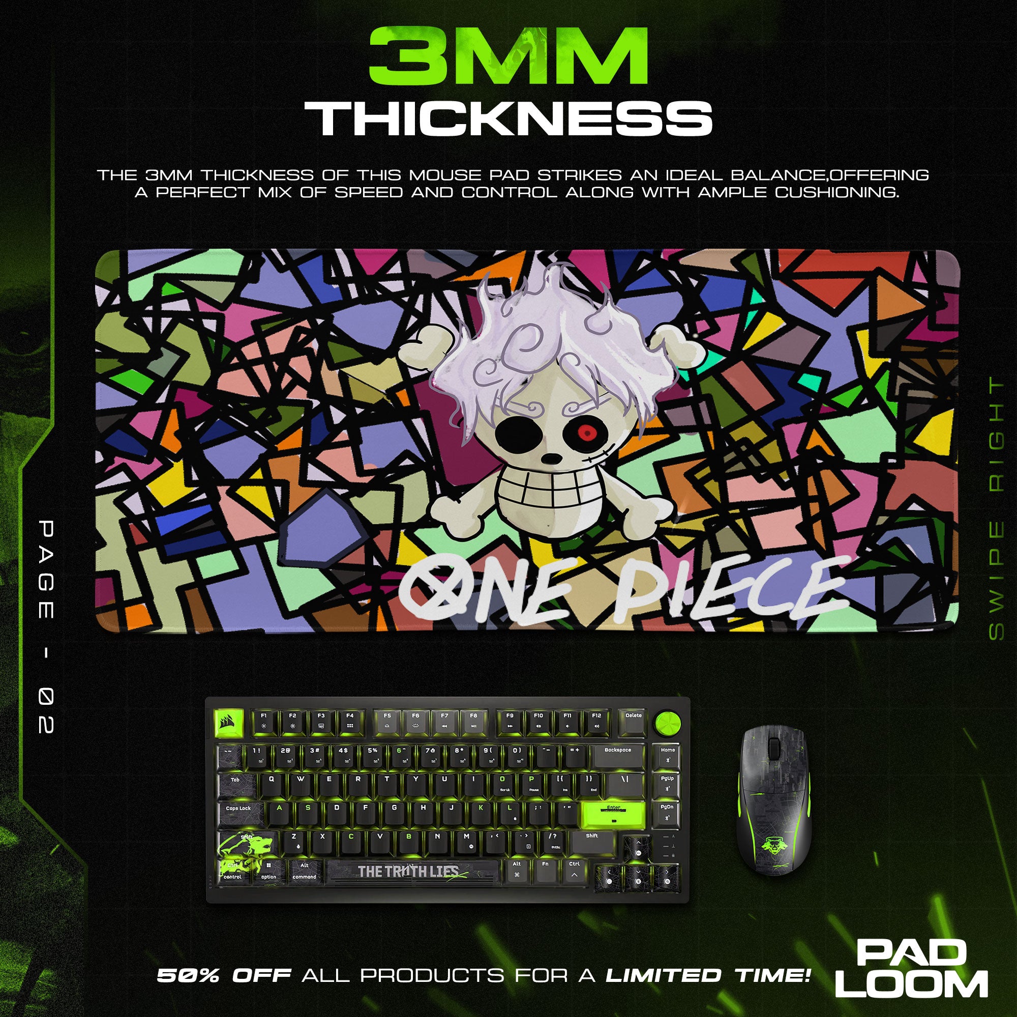 One Piece Devil Fruit Emblem Mouse Pad, Anime Abstract Desk Mat