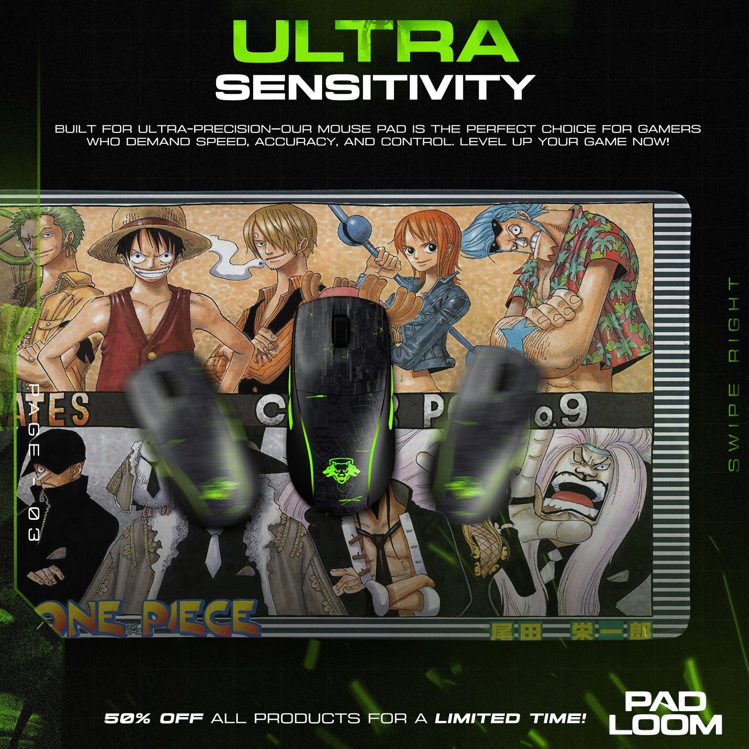 One Piece Enies Lobby Mouse Pad, Anime Desk Mat Padloom