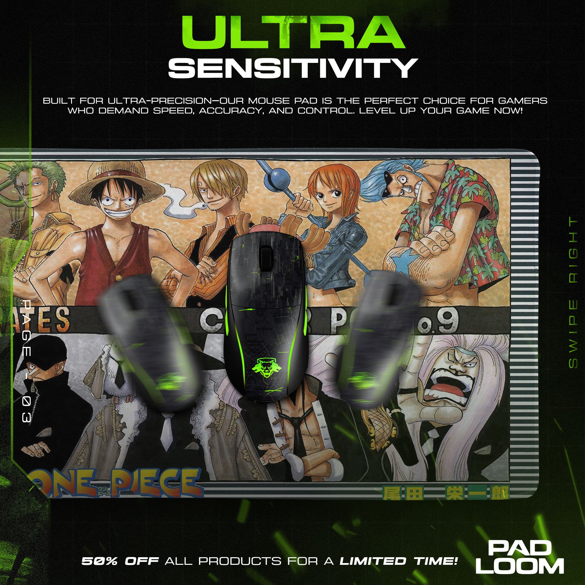 One Piece Enies Lobby Mauspad, Anime Schreibtischmatte