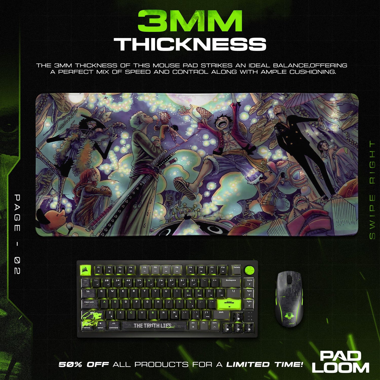 One Piece Fishman Island Mouse Pad, Anime Desk Mat Padloom