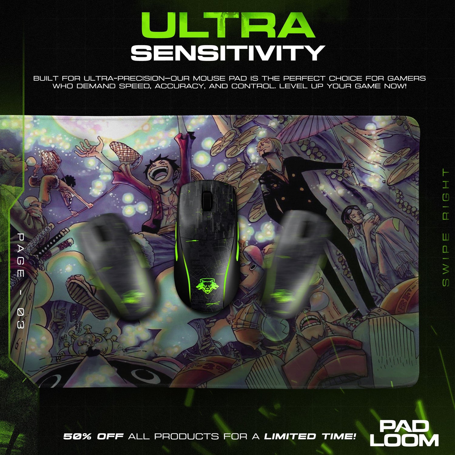 One Piece Fishman Island Mouse Pad, Anime Desk Mat Padloom