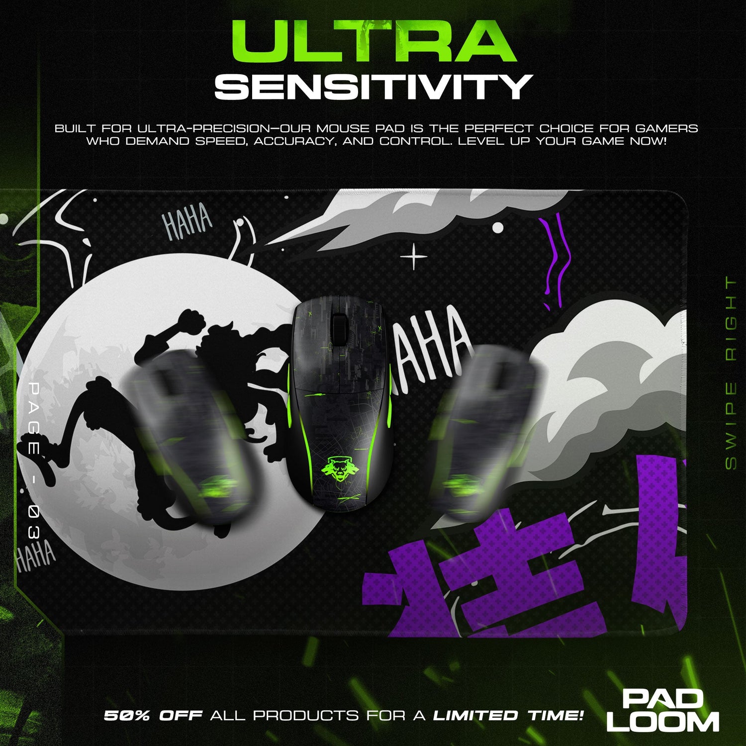 One Piece – Laughing Moon Mouse Pad, Anime Gaming Desk Mat Padloom