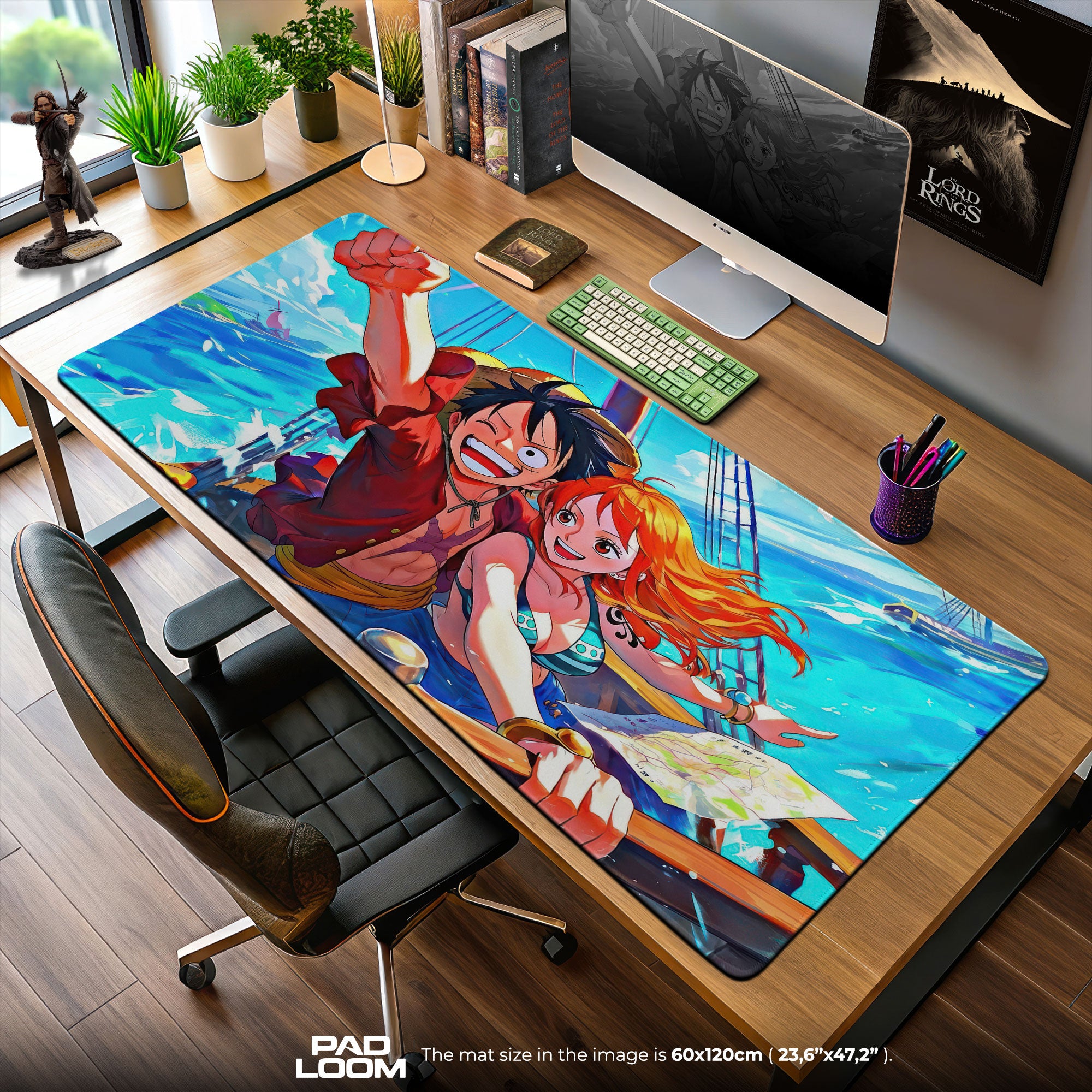 One Piece Luffy and Nami Mouse Pad, Anime Sailing Desk Mat