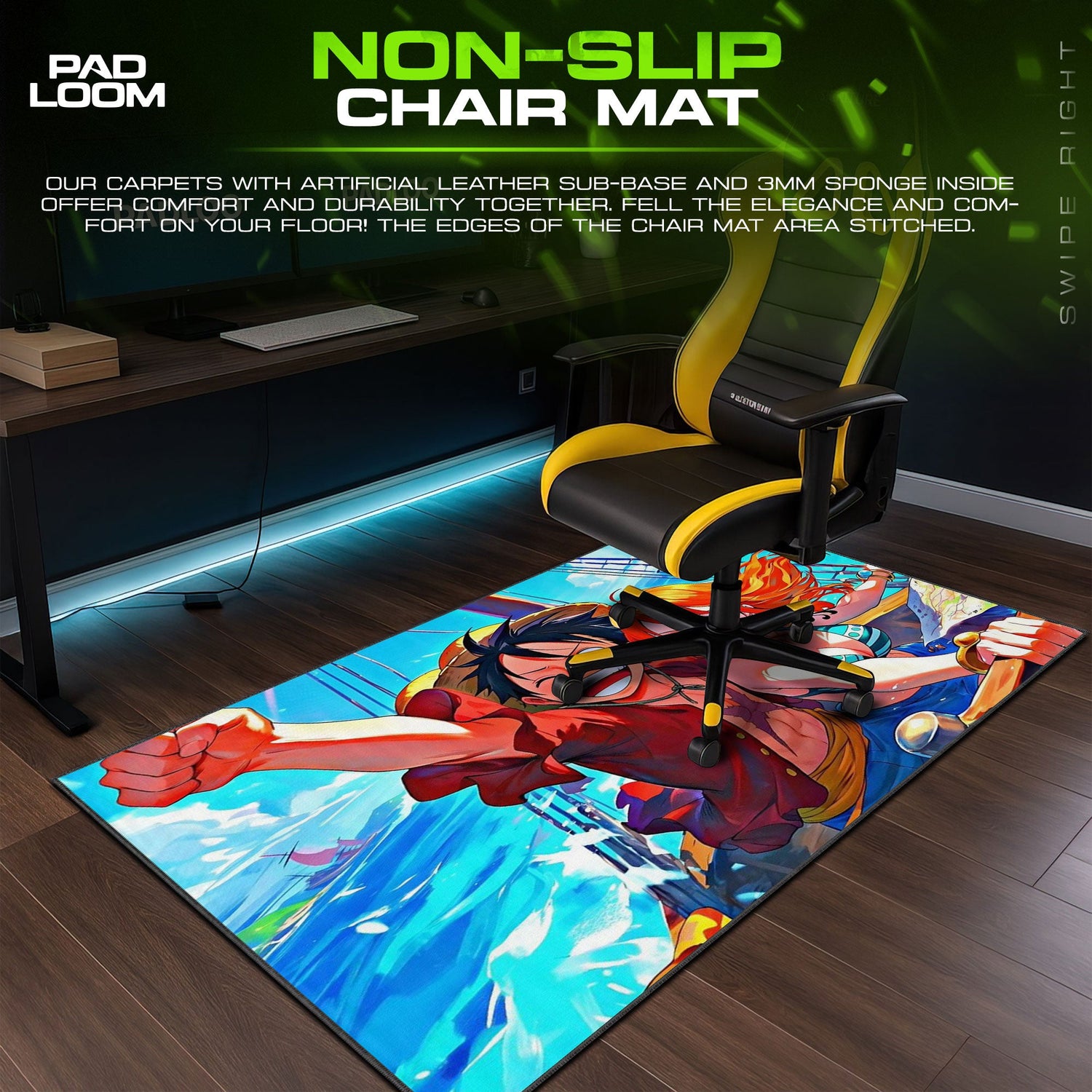 One Piece Luffy and Nami Mouse Pad, Anime Sailing Desk Mat Padloom