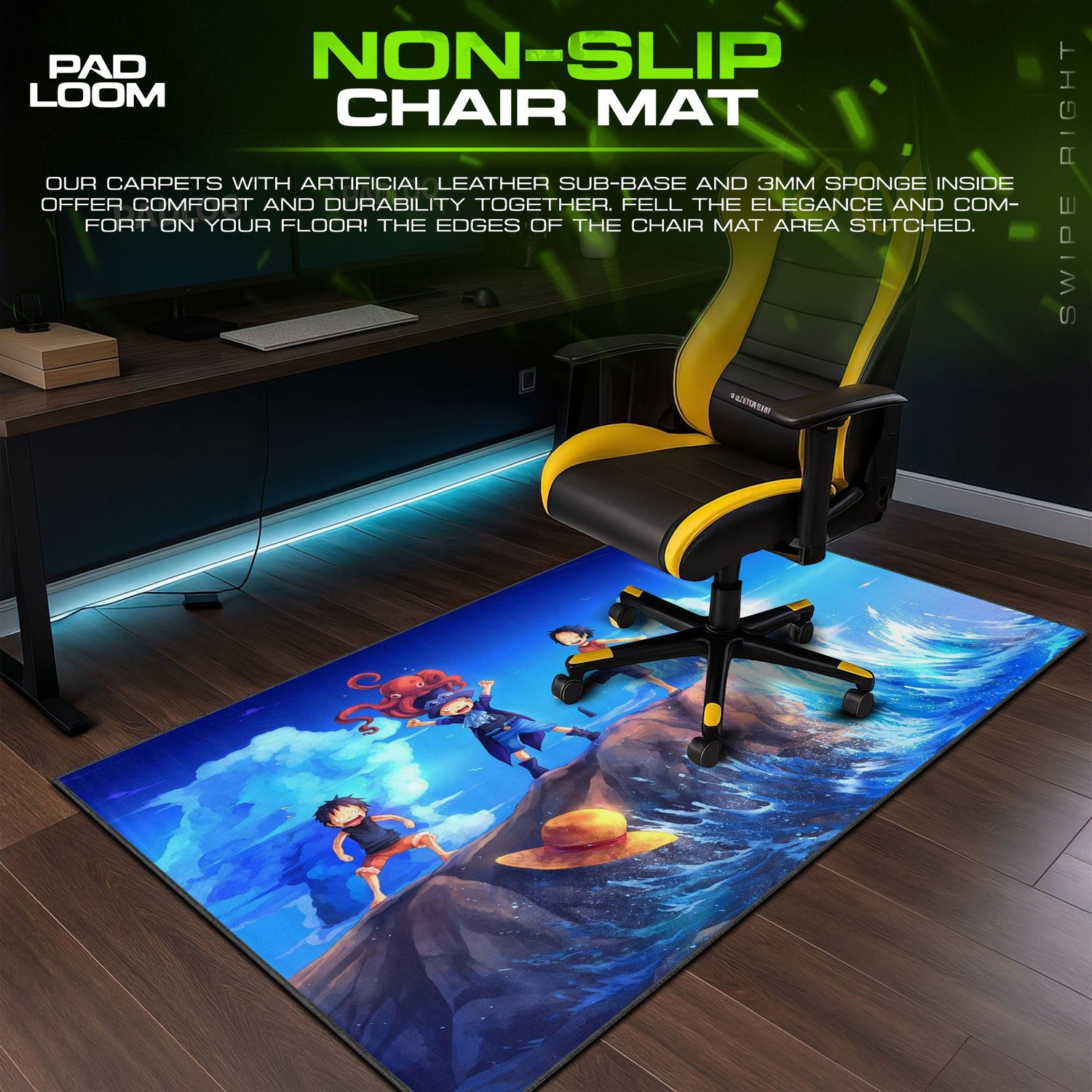 One Piece Luffy Childhood Mouse Pad, Anime Ocean Desk Mat Padloom