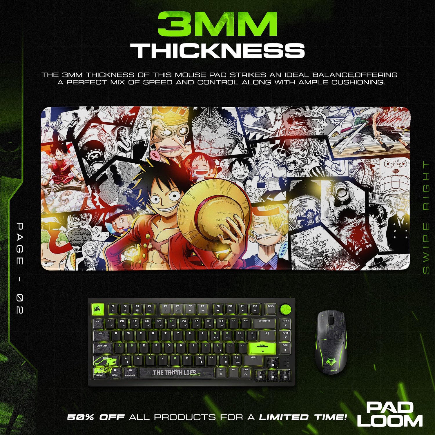 One Piece Luffy Collage Mouse Pad, Anime Manga Desk Mat Padloom