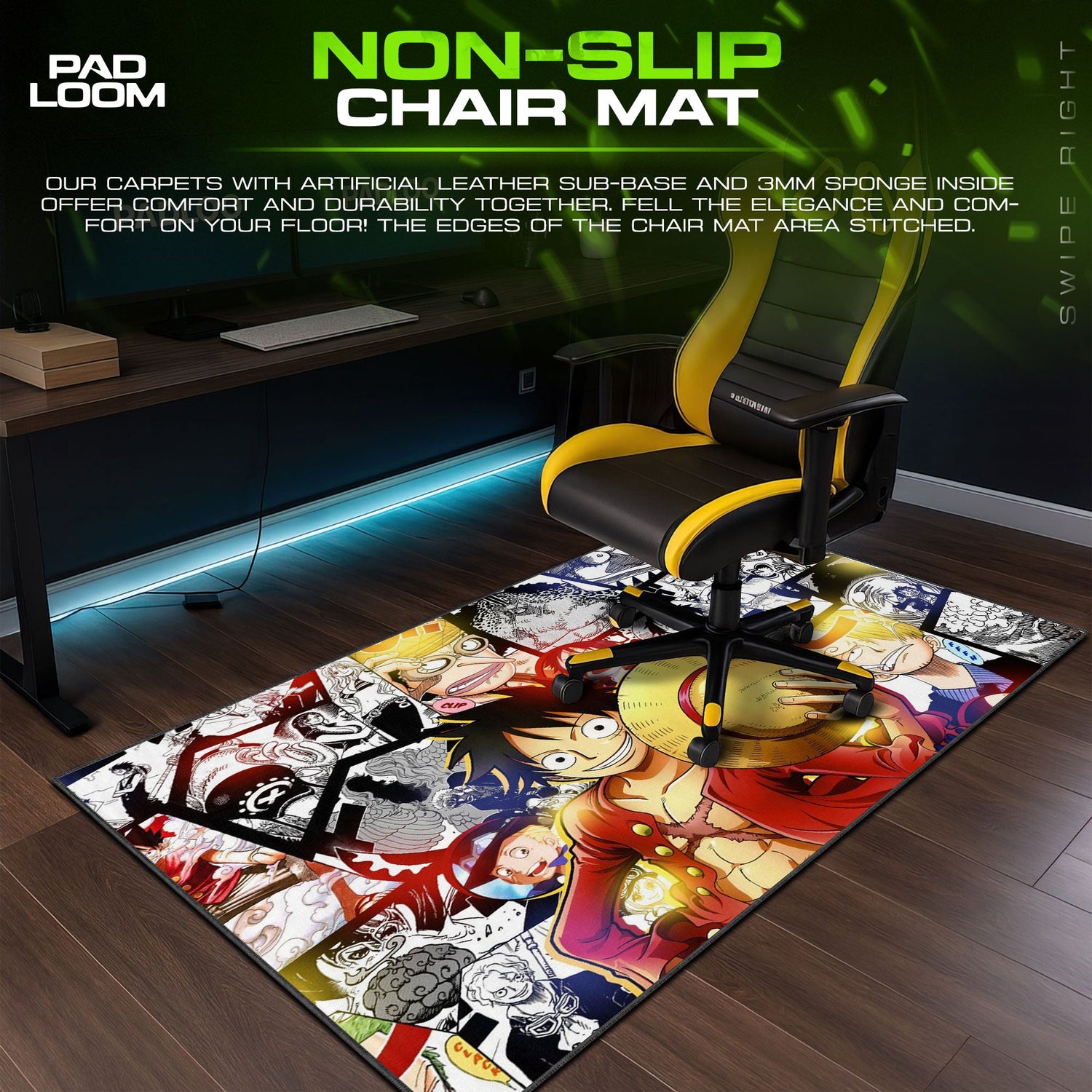 One Piece Luffy Collage Mouse Pad, Anime Manga Desk Mat Padloom