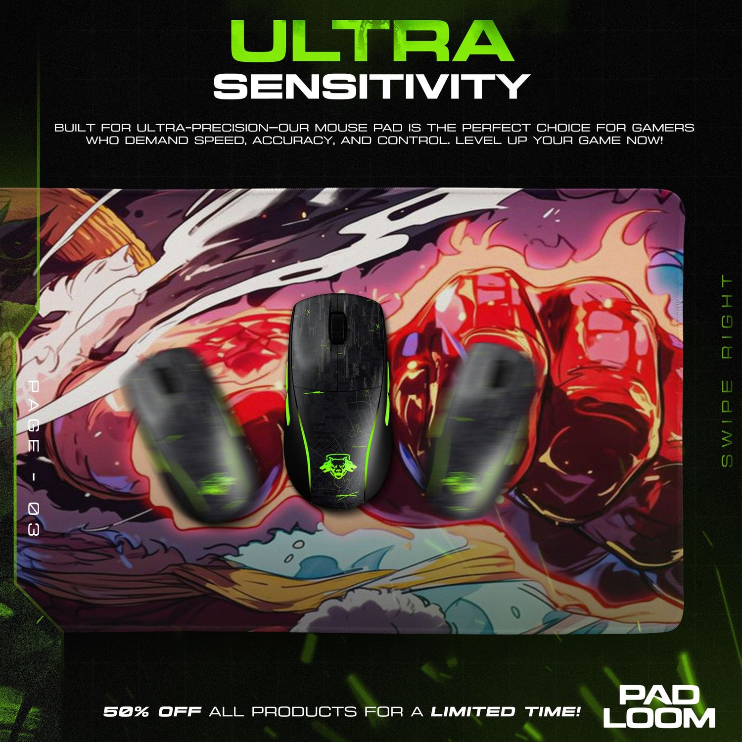 One Piece Luffy Gear 4 Mouse Pad, Anime Battle Desk Mat Padloom