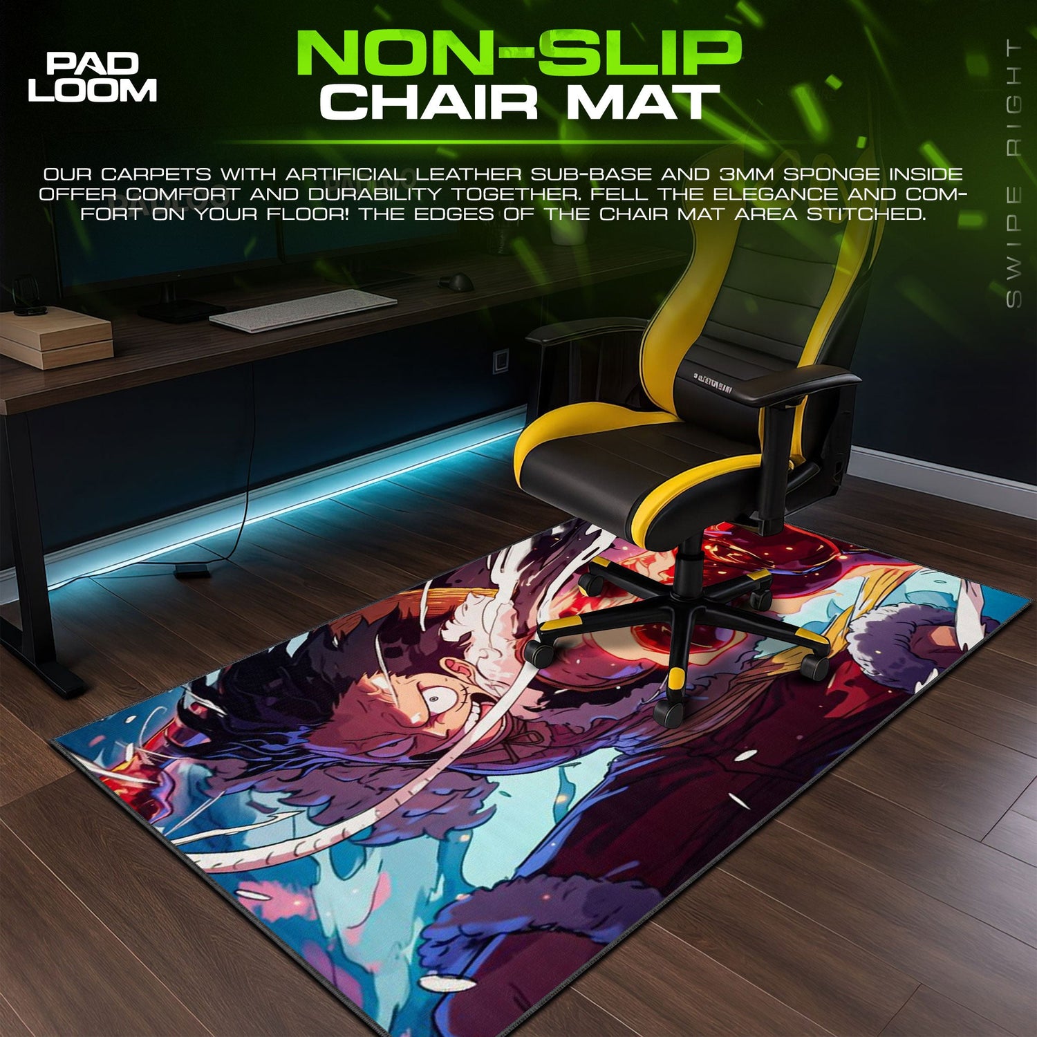 One Piece Luffy Gear 4 Mouse Pad, Anime Battle Desk Mat Padloom