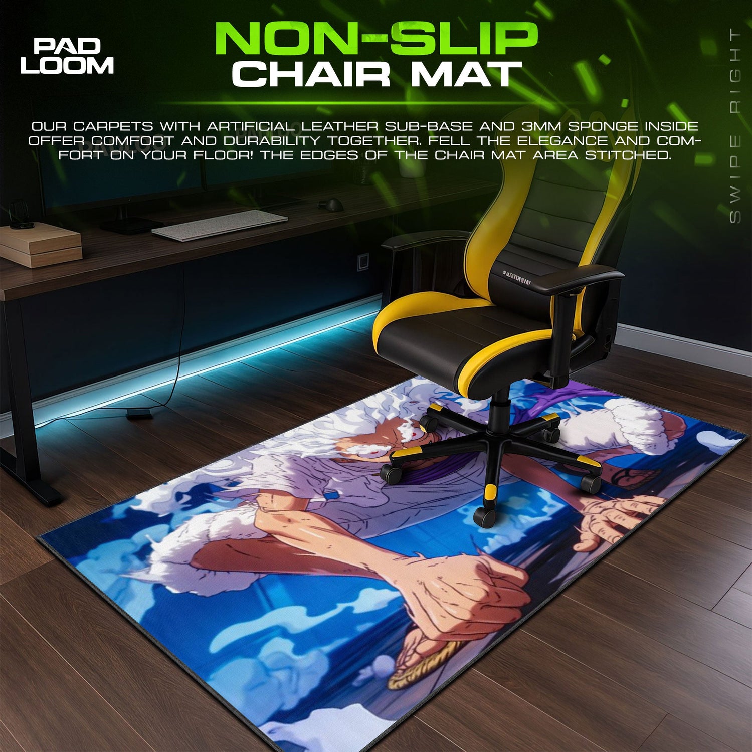 One Piece Luffy Gear 5 Mouse Pad, Anime Battle Desk Mat Padloom