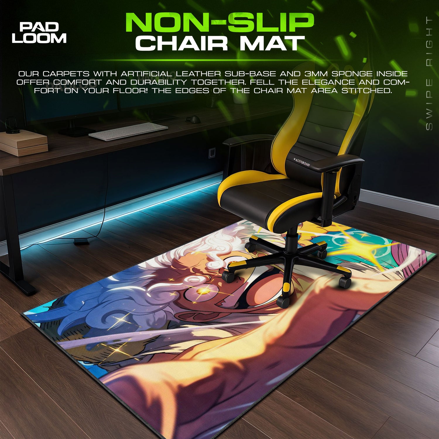 One Piece Luffy Gear 5 Mouse Pad, Anime Smiling Power Desk Mat