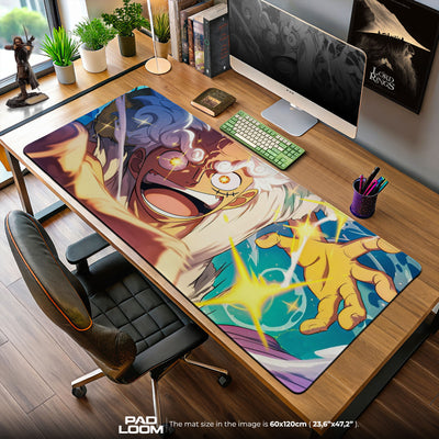 One Piece Luffy Gear 5 Mouse Pad, Anime Smiling Power Desk Mat
