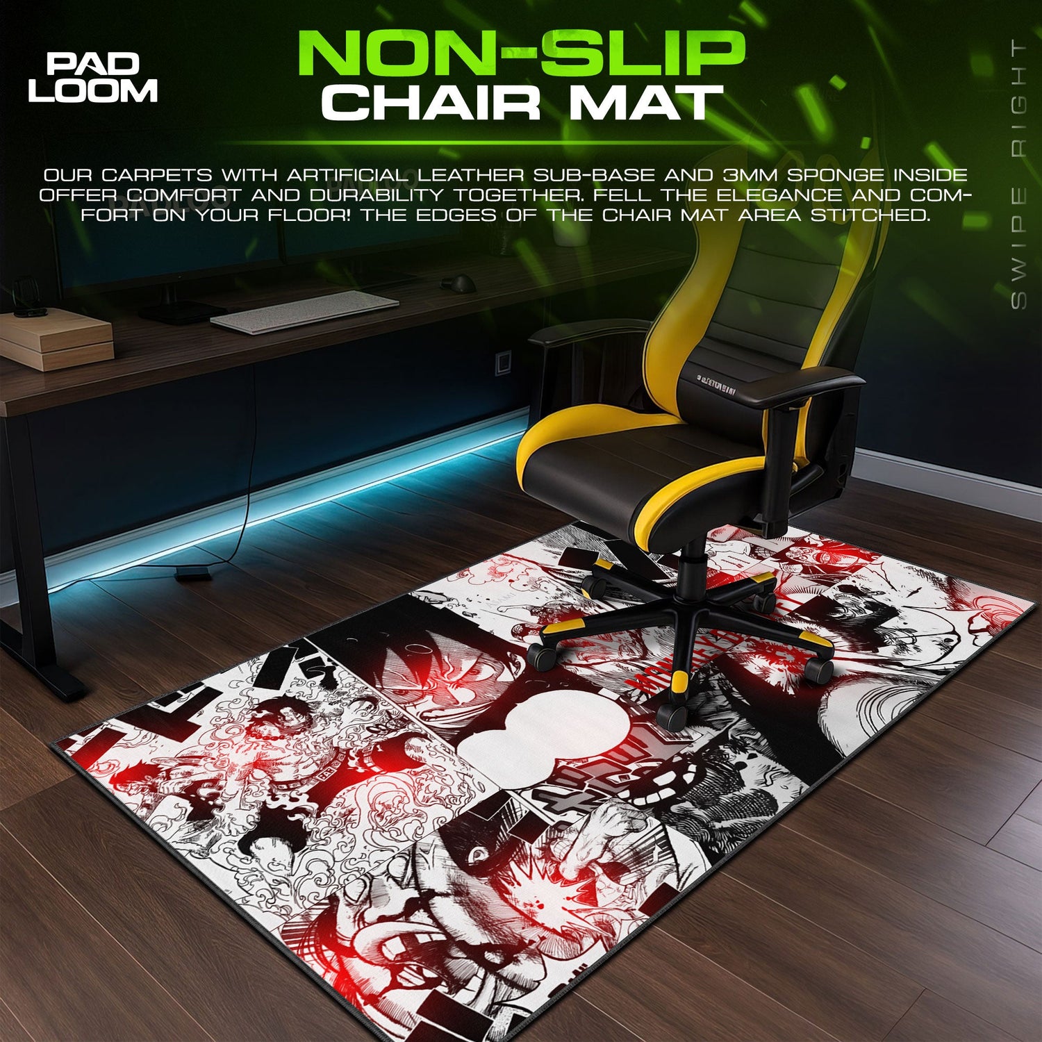 One Piece Monkey D. Luffy Manga Mouse Pad – Oversized Gaming Desk Mat Padloom