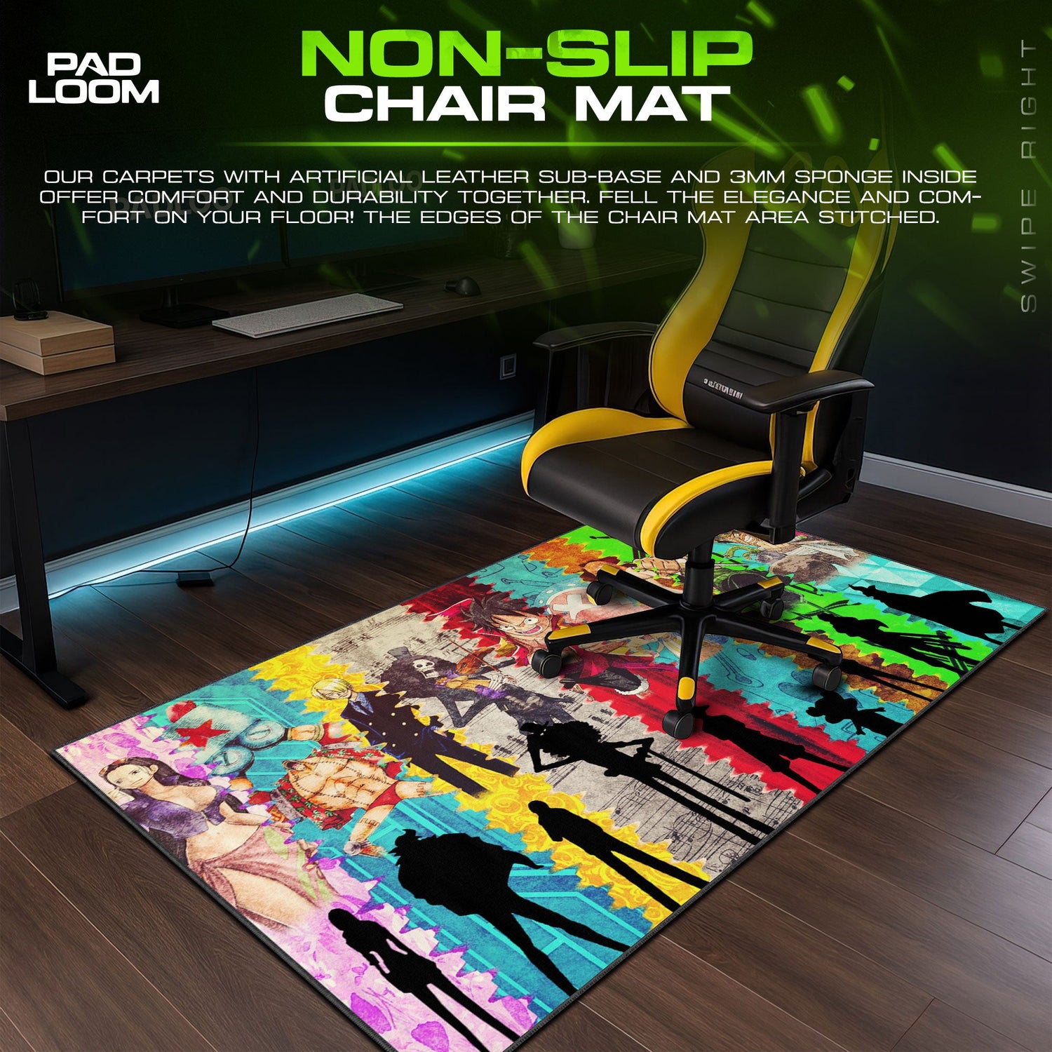 One Piece Straw Hat Crew Mouse Pad, Anime Gaming Desk Mat Padloom